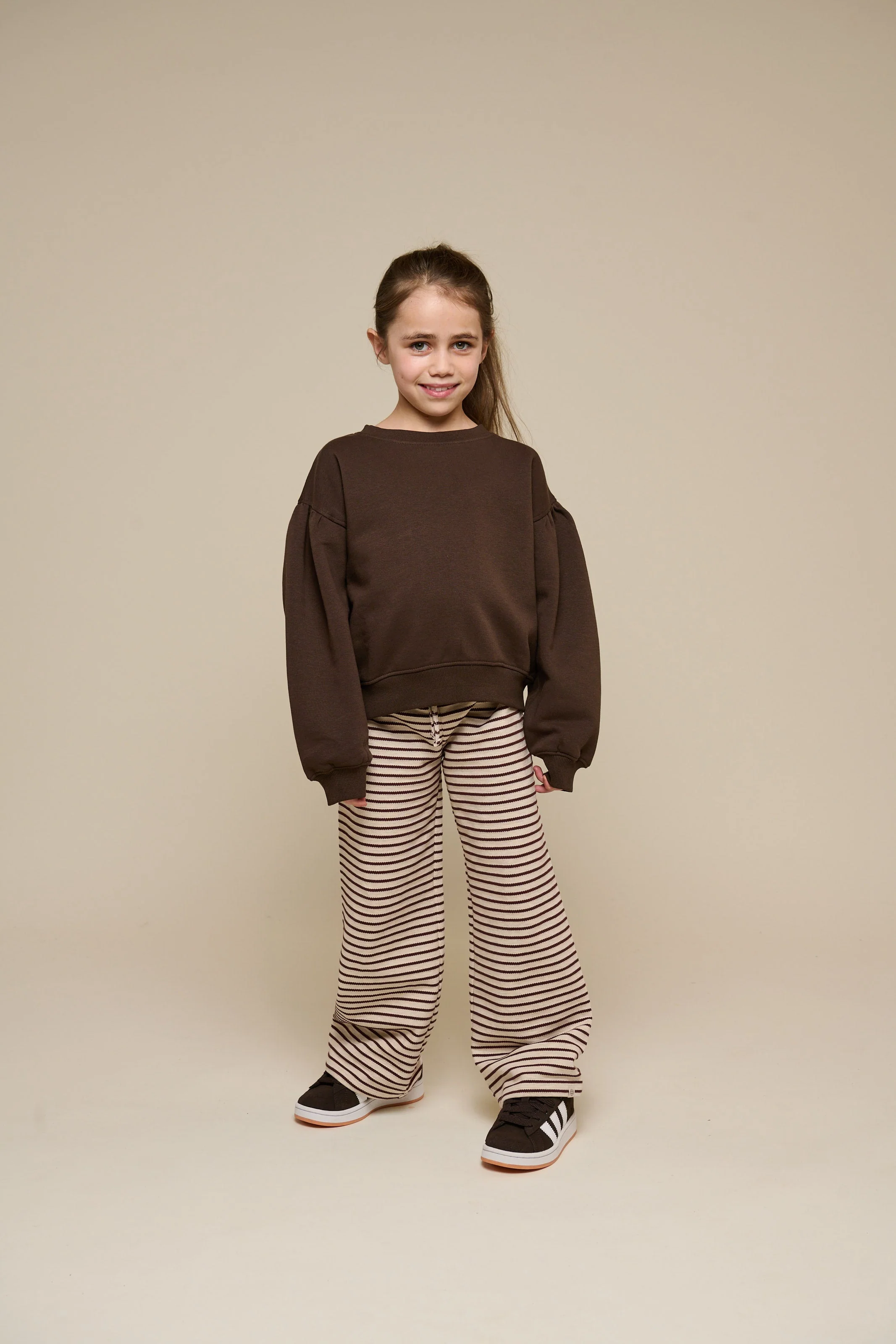 Gestreifte Wide-Leg Jersey Hose - Tween - Brown | 100997 Emmie - Image 7