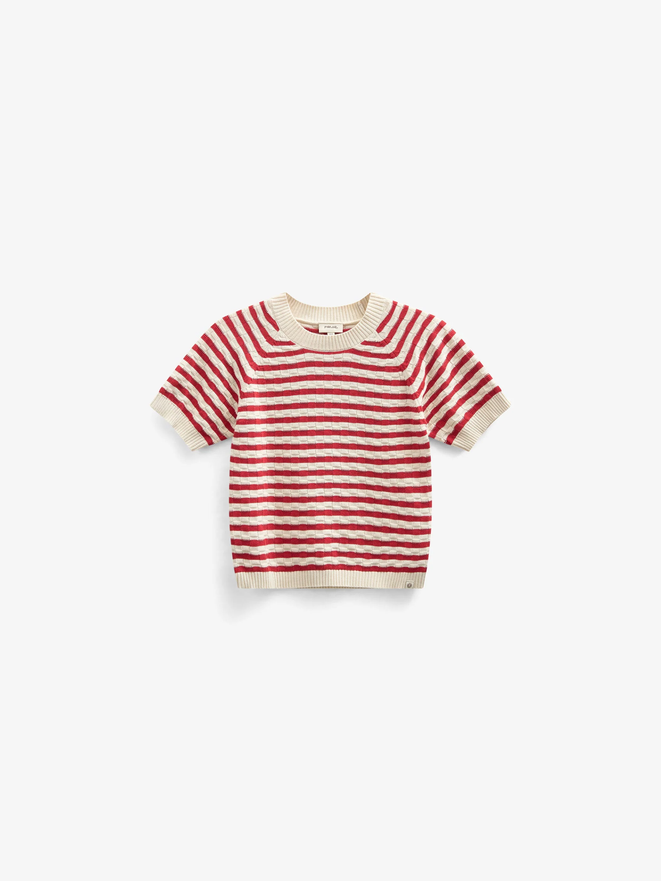 Gestreifter Kurzarm-Baumwollstrick - Tween - Cherry Red Stripe | 101240 Martha