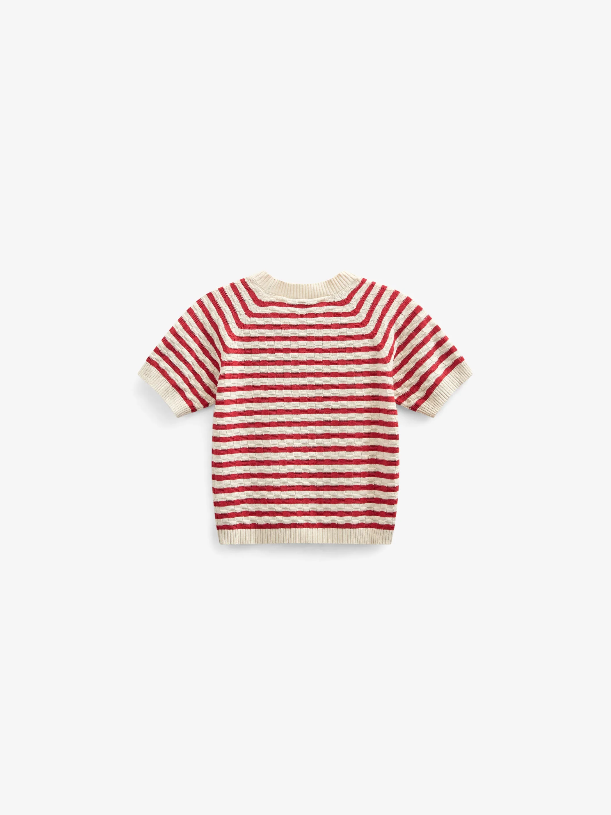 Gestreifter Kurzarm-Baumwollstrick - Tween - Cherry Red Stripe | 101240 Martha - Image 3