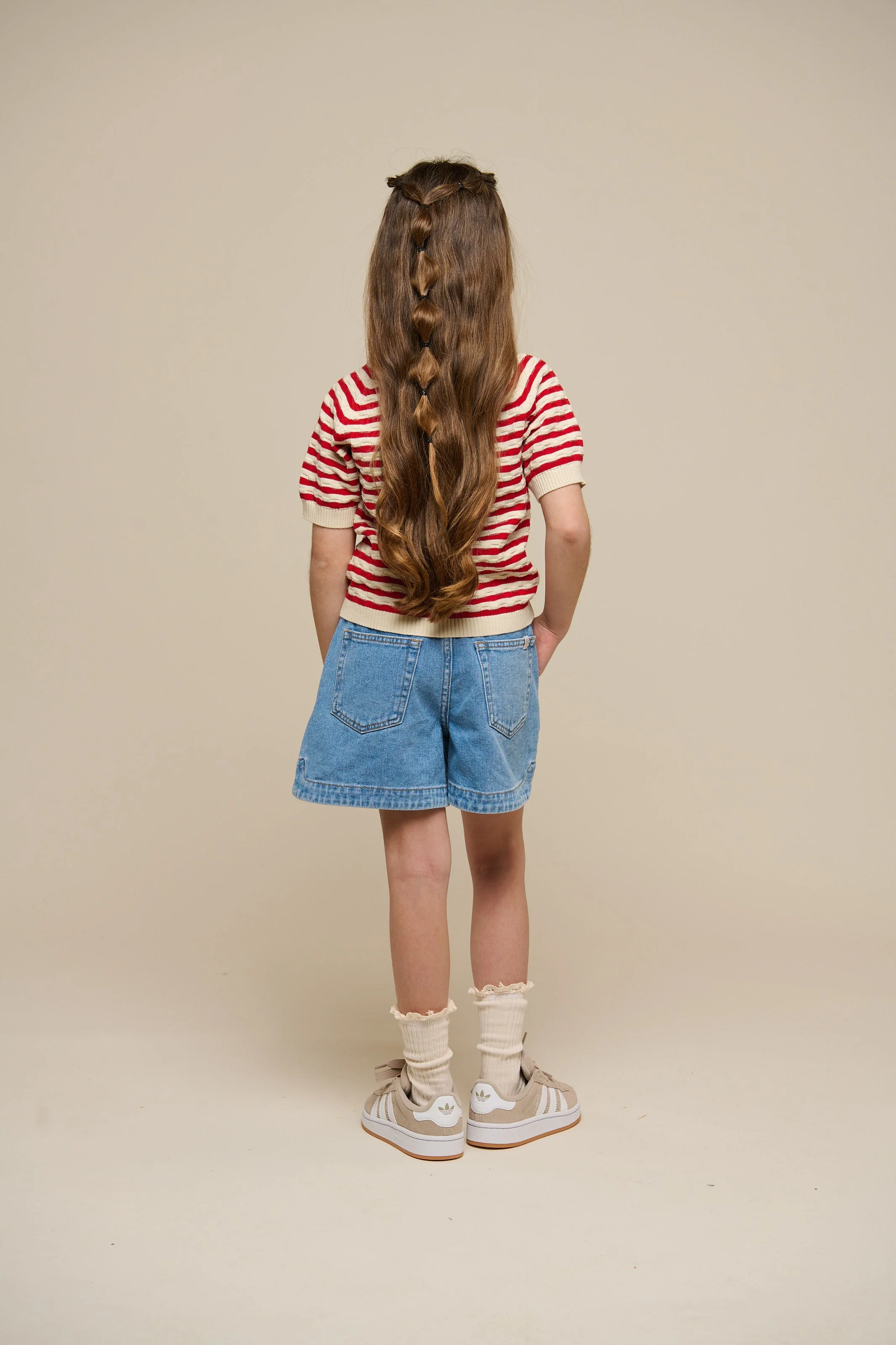 Gestreifter Kurzarm-Baumwollstrick - Tween - Cherry Red Stripe | 101240 Martha - Image 5
