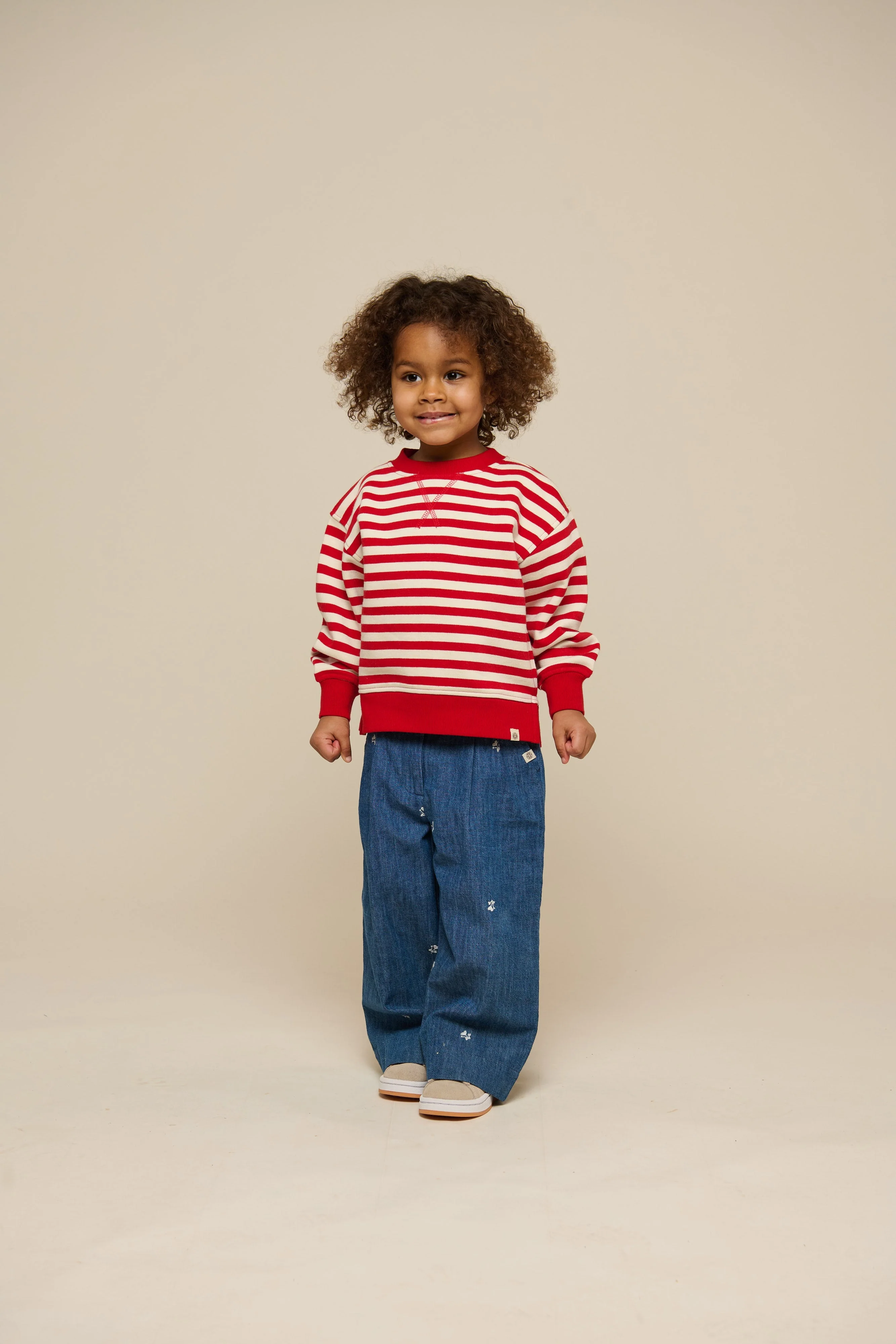 Gestreiftes Crewneck Sweatshirt - Kids - Cherry Red Stripe | 101342 Daniella - Image 2