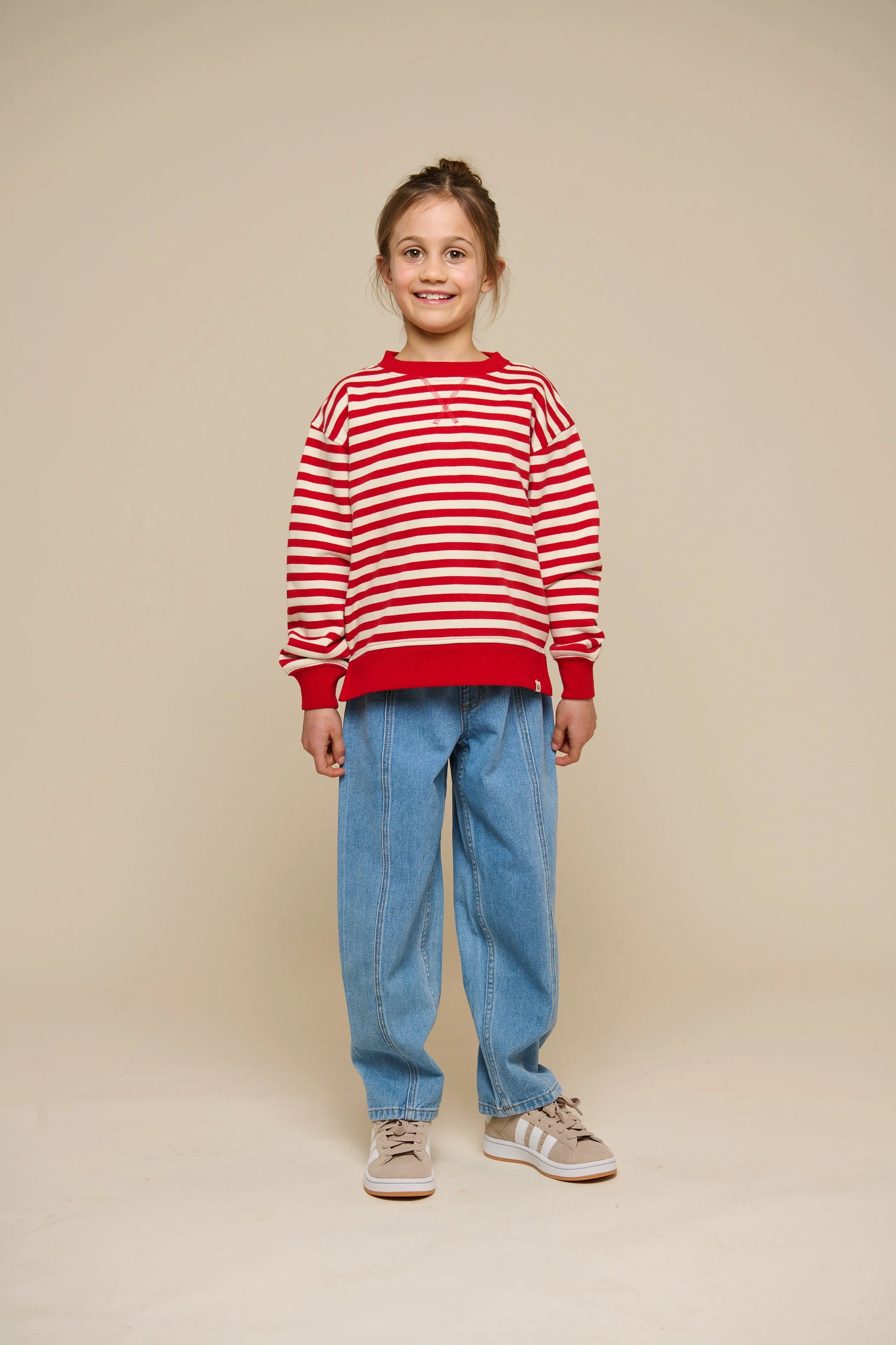 Gestreiftes Crewneck Sweatshirt - Tween - Cherry Red Stripe | 101343 Daniella - Image 2