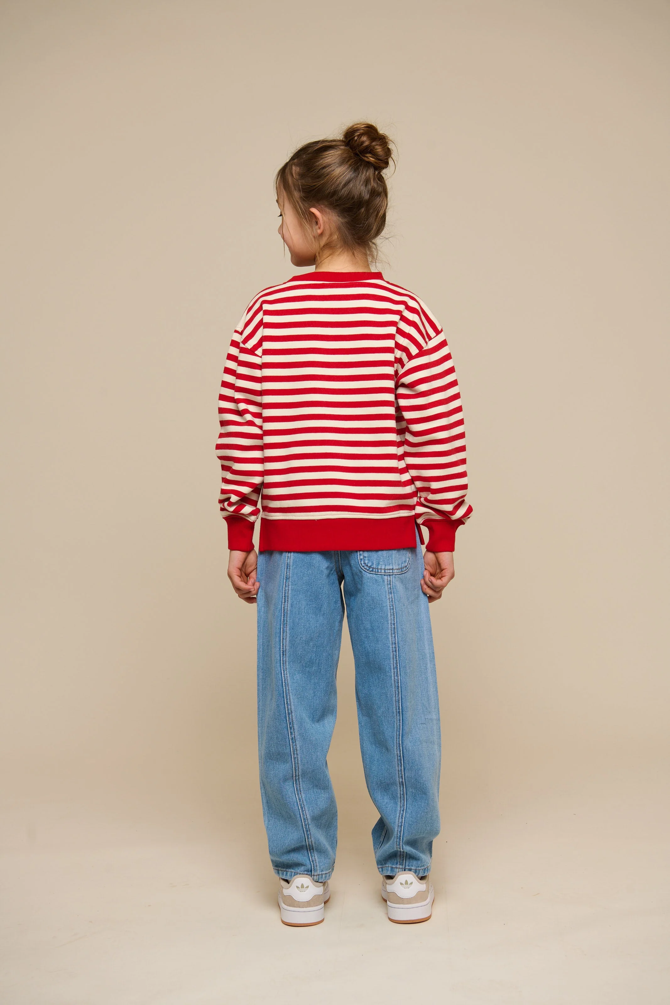 Gestreiftes Crewneck Sweatshirt - Tween - Cherry Red Stripe | 101343 Daniella - Image 4