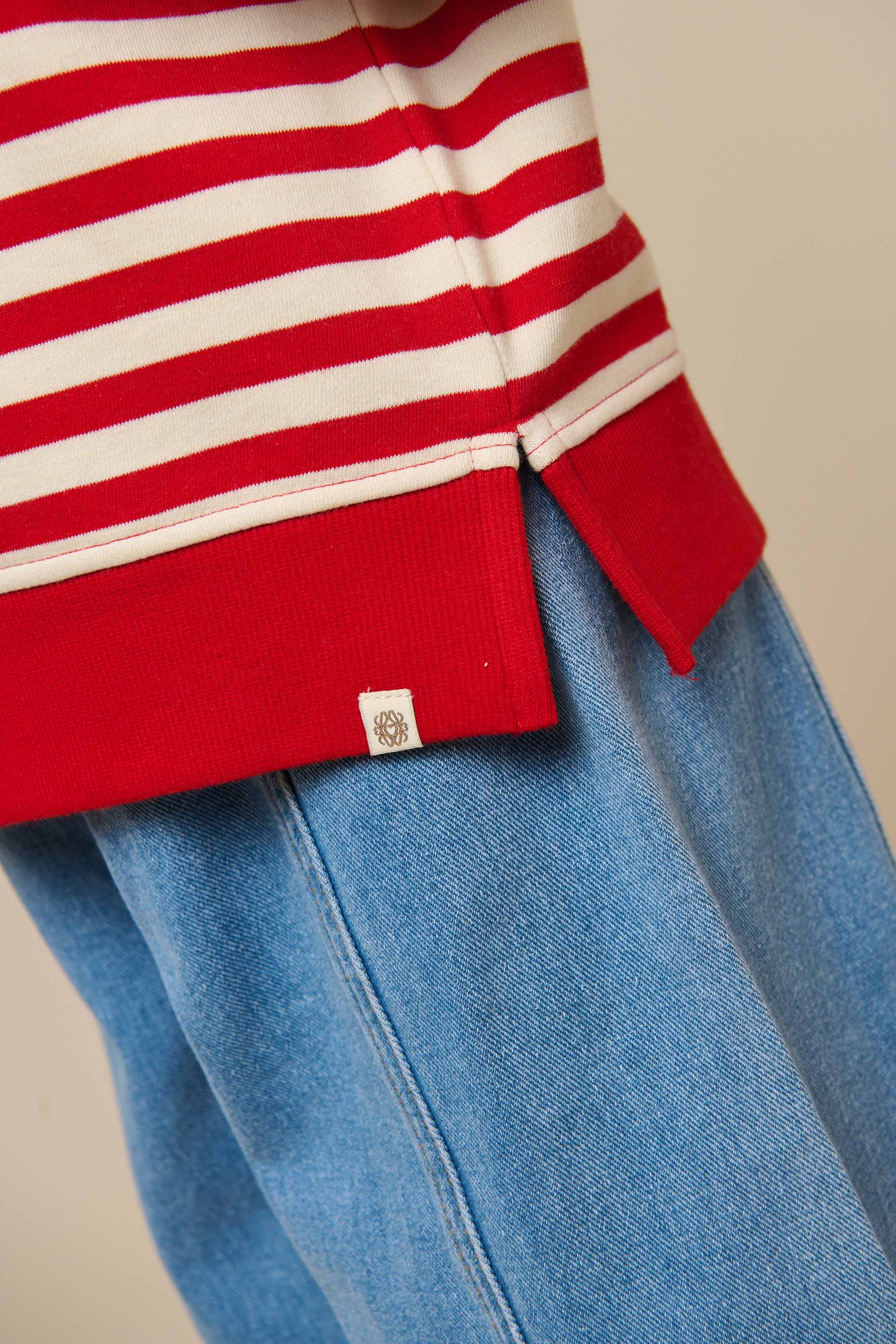 Gestreiftes Crewneck Sweatshirt - Tween - Cherry Red Stripe | 101343 Daniella - Image 6