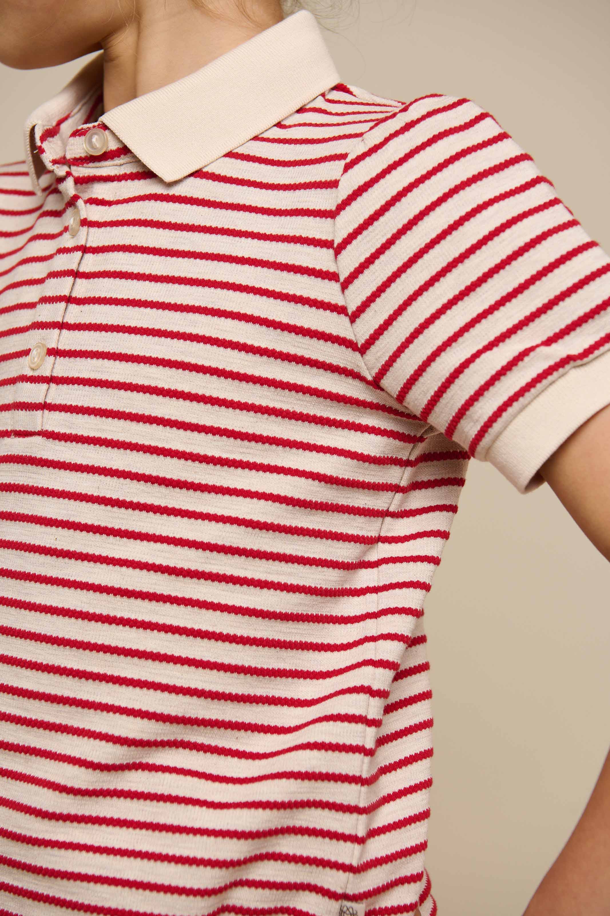 Gestreiftes Jersey-Poloshirt - Tween - Cherry Red | 101003 Emmie - Image 4