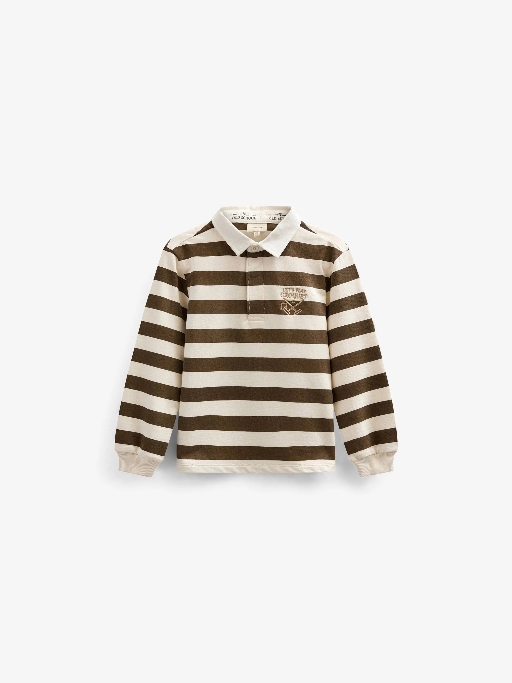 Gestreiftes Polo-Sweatshirt - Kids - Dark Brown/Offwhite | 101397 Marco