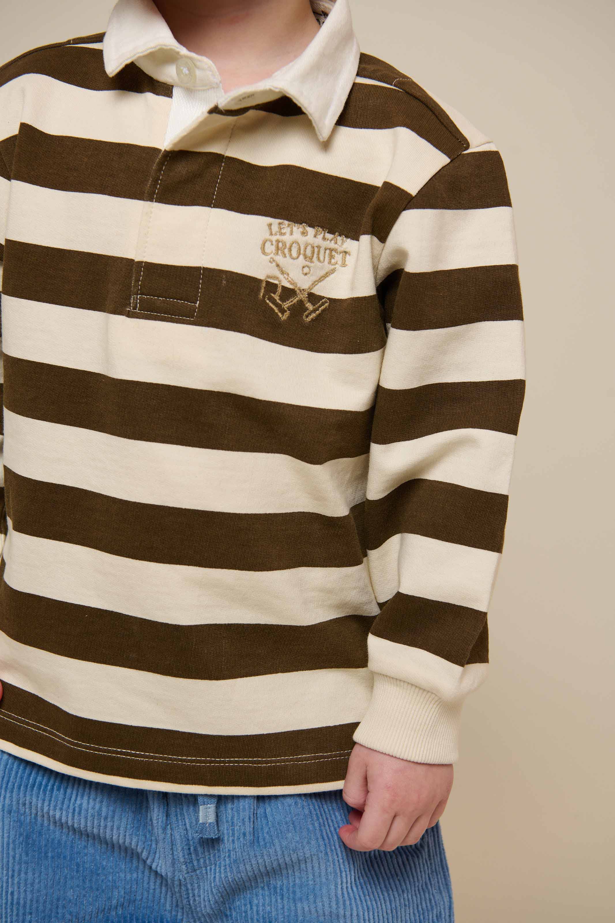 Gestreiftes Polo-Sweatshirt - Kids - Dark Brown/Offwhite | 101397 Marco - Image 6