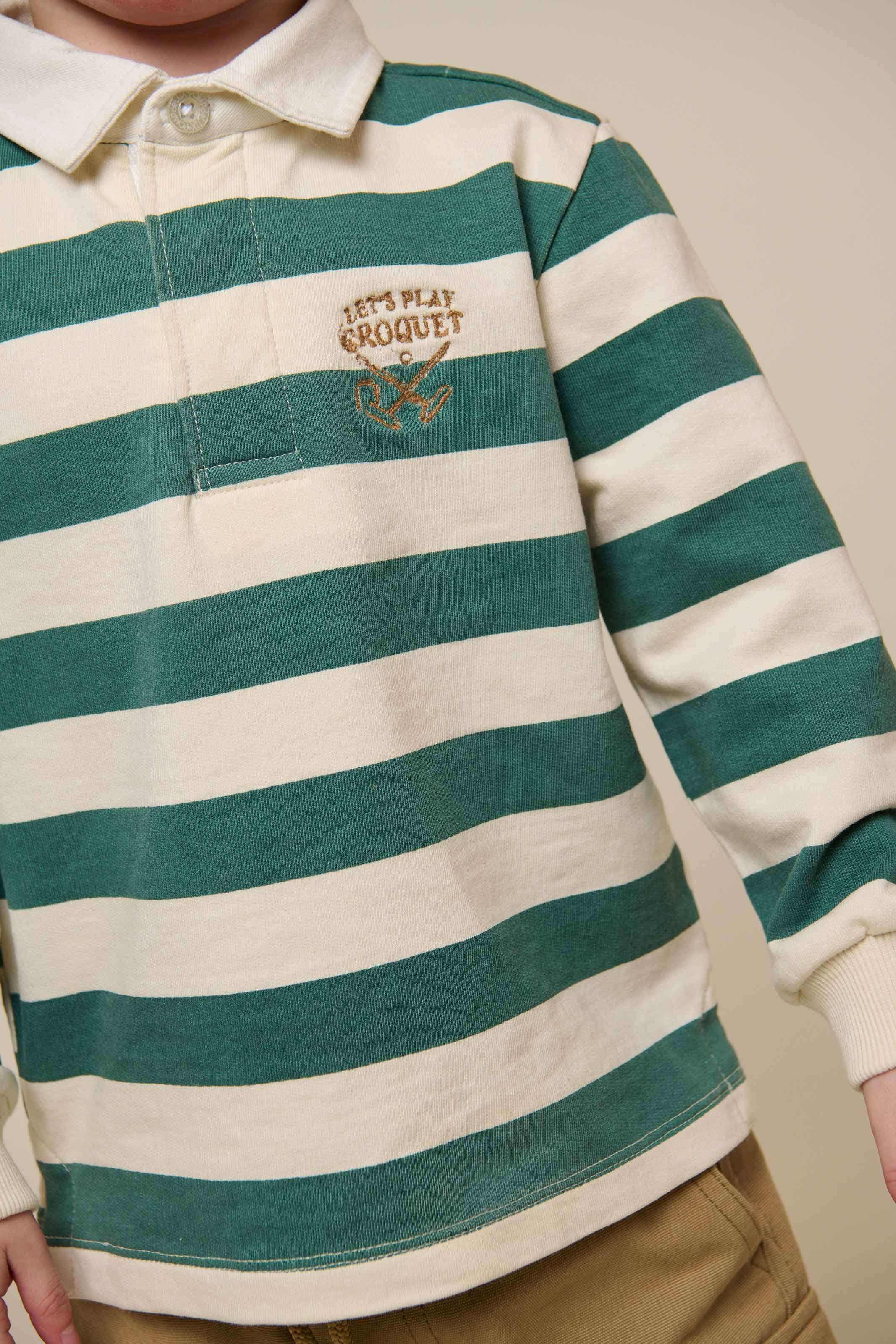 Gestreiftes Polo-Sweatshirt - Kids - Tropical Green/Offwhite | 101340 Marco - Image 6