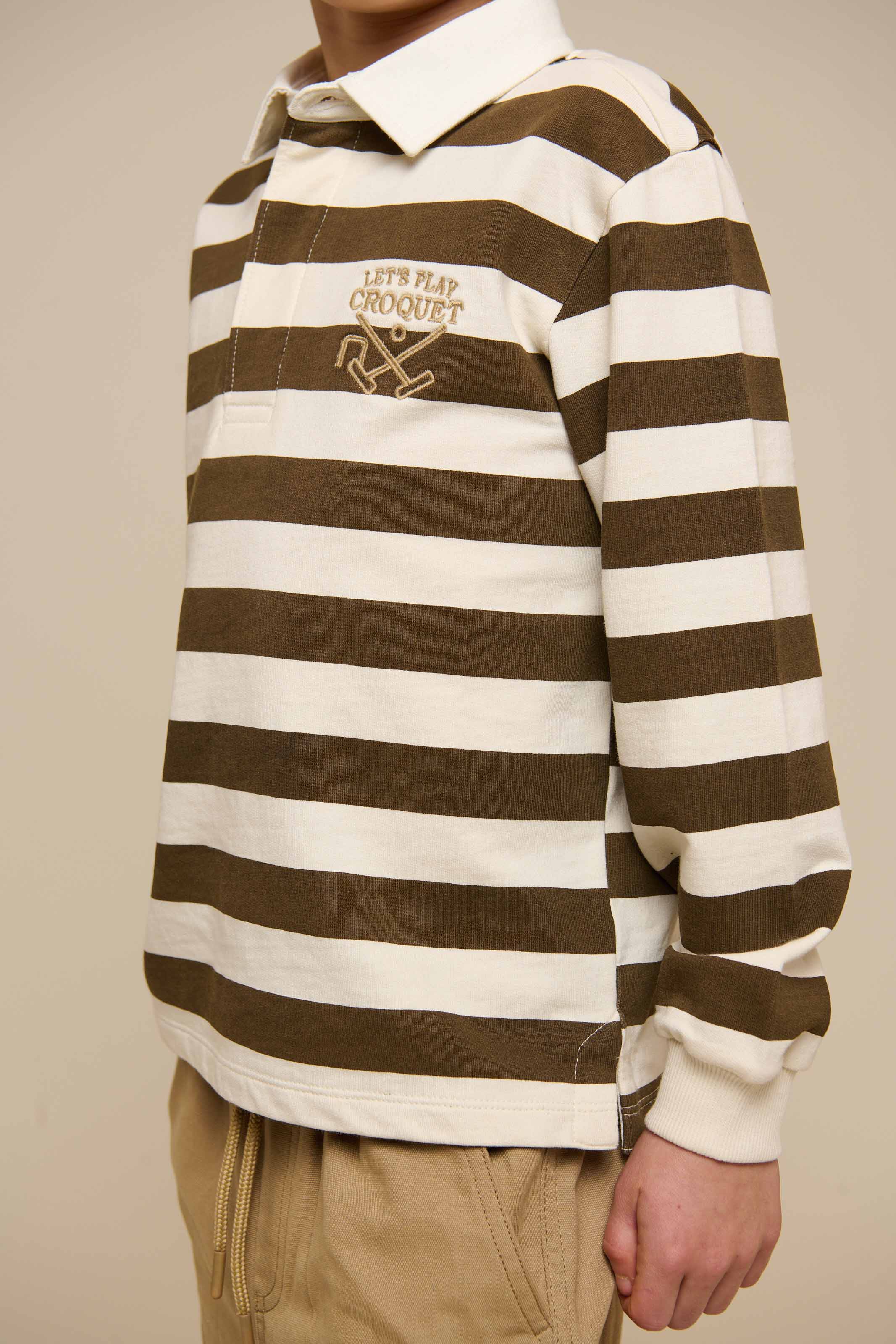 Gestreiftes Polo-Sweatshirt - Tween - Dark Brown/Offwhite | 101398 Marco - Image 5
