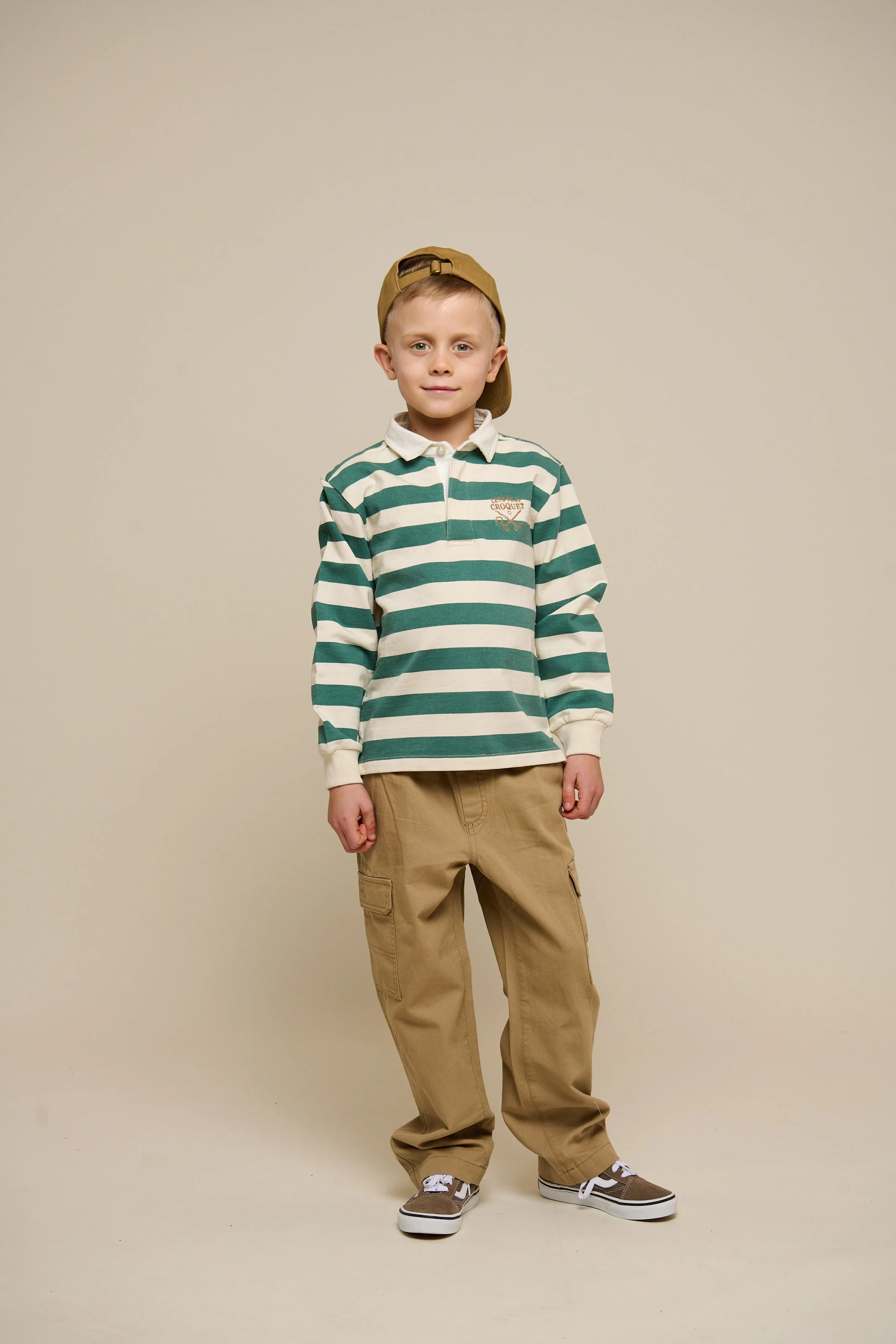Gestreiftes Polo-Sweatshirt - Tween - Tropical Green/Offwhite | 101341 Marco - Image 2