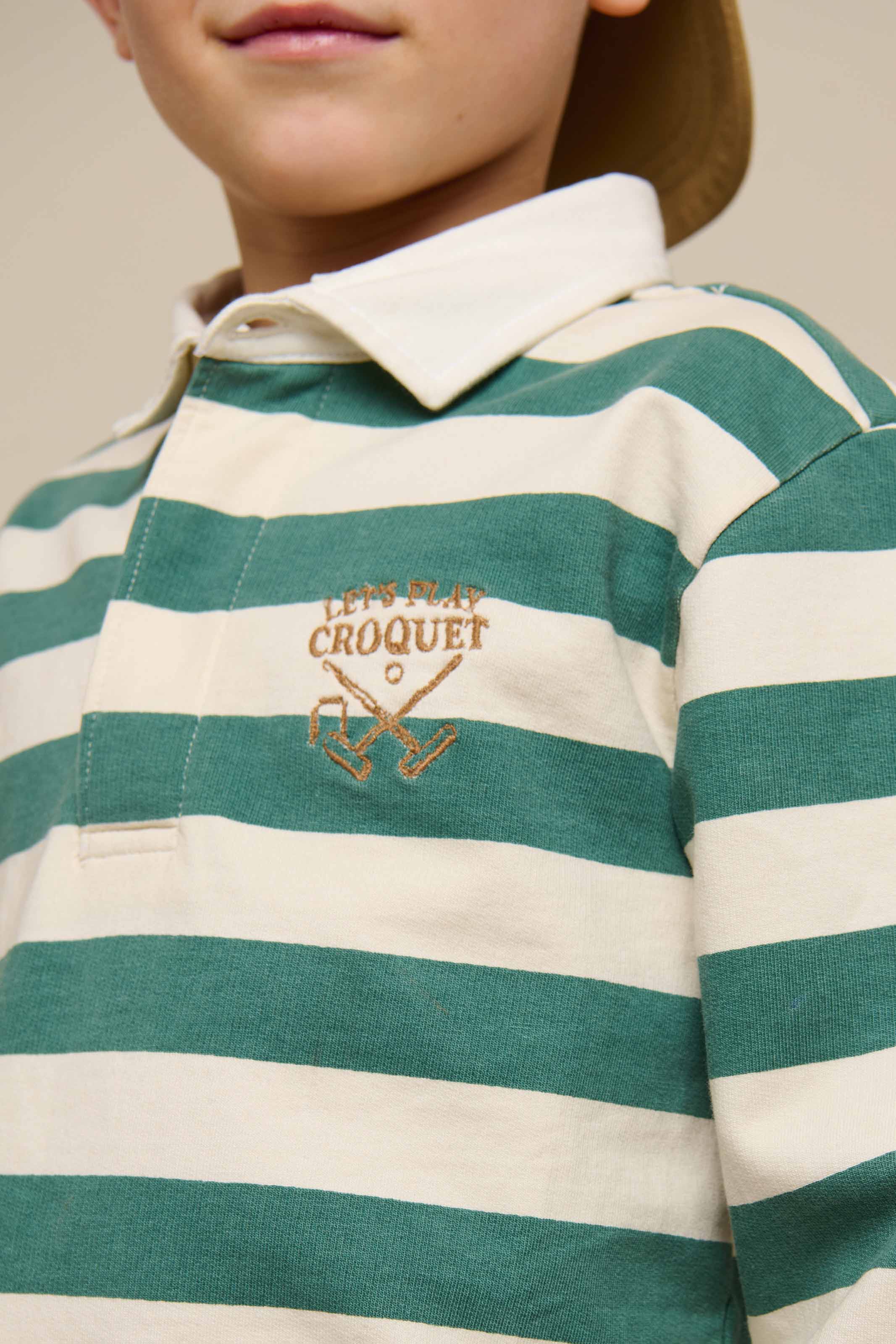 Gestreiftes Polo-Sweatshirt - Tween - Tropical Green/Offwhite | 101341 Marco - Image 5