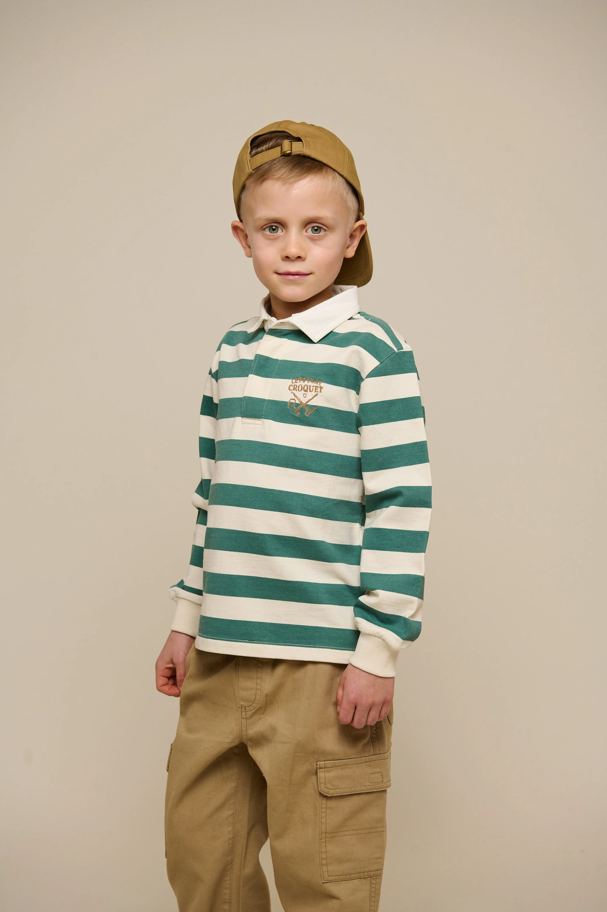 Gestreiftes Polo-Sweatshirt - Tween - Tropical Green/Offwhite | 101341 Marco - Image 6