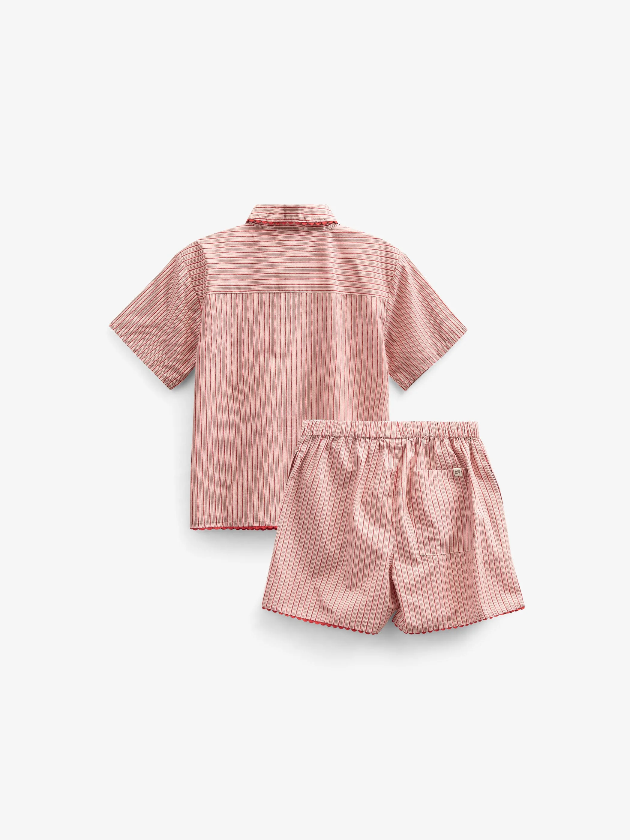 Gestreiftes Poplinhemd und Shorts Set - Kids - Old Rose/Cherry Red | 100946 Olivia - Image 3