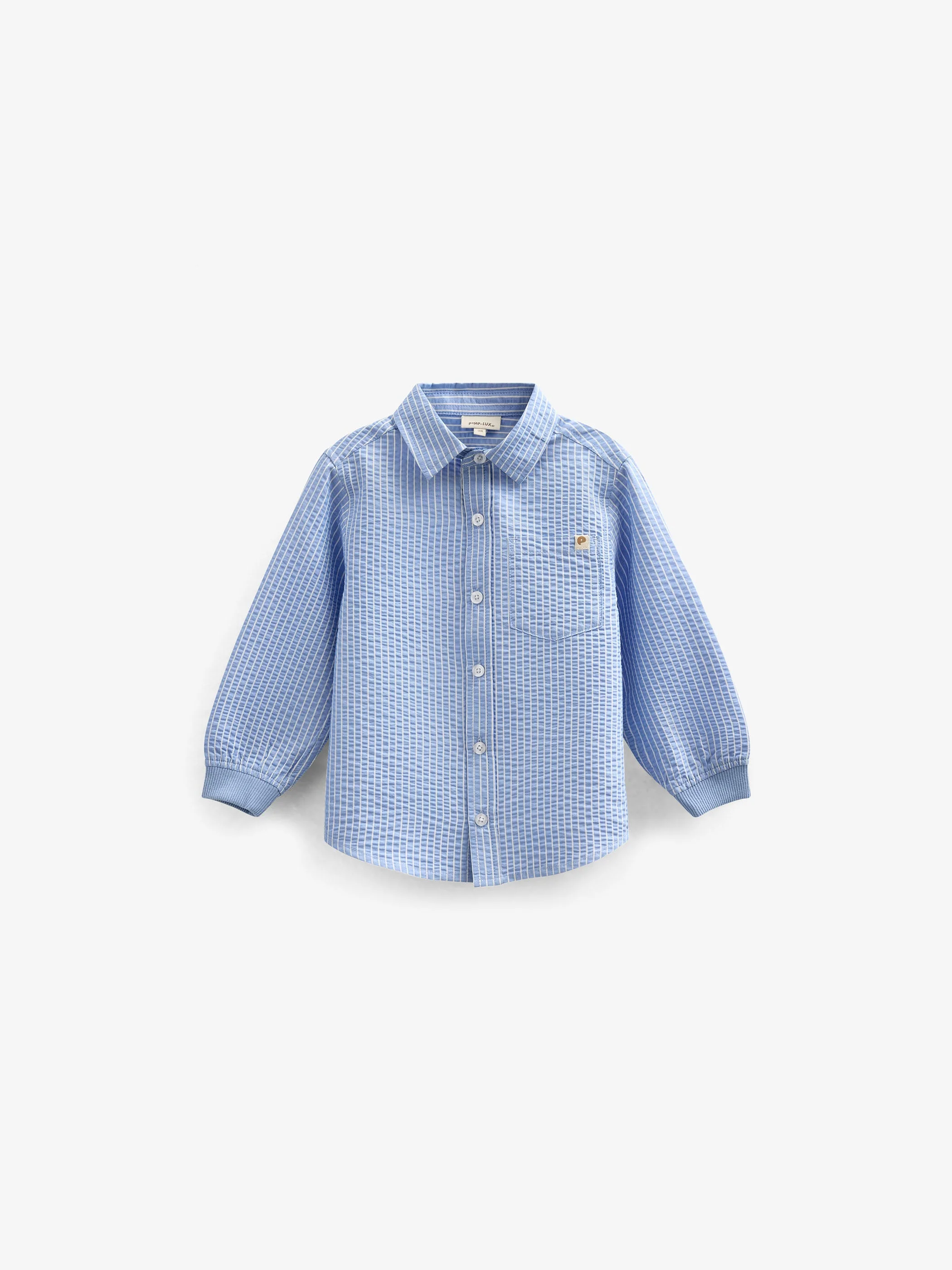 Gestreiftes Seersucker-Hemd mit Rippbündchen - Kids - Blue Stripe | 101348 Patrick