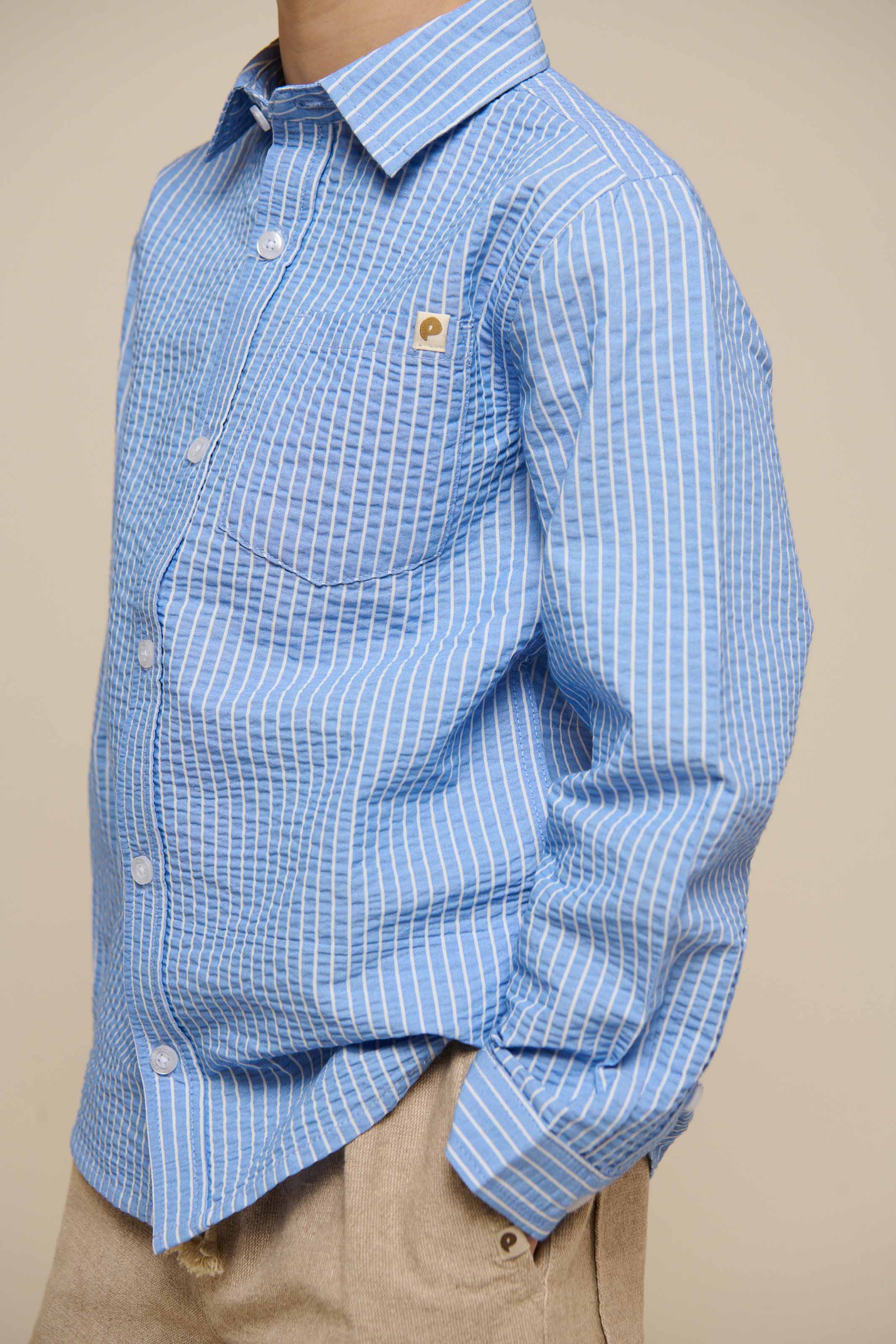 Gestreiftes Seersucker-Hemd - Tween - Blue Stripe | 101347 Patrick - Image 5