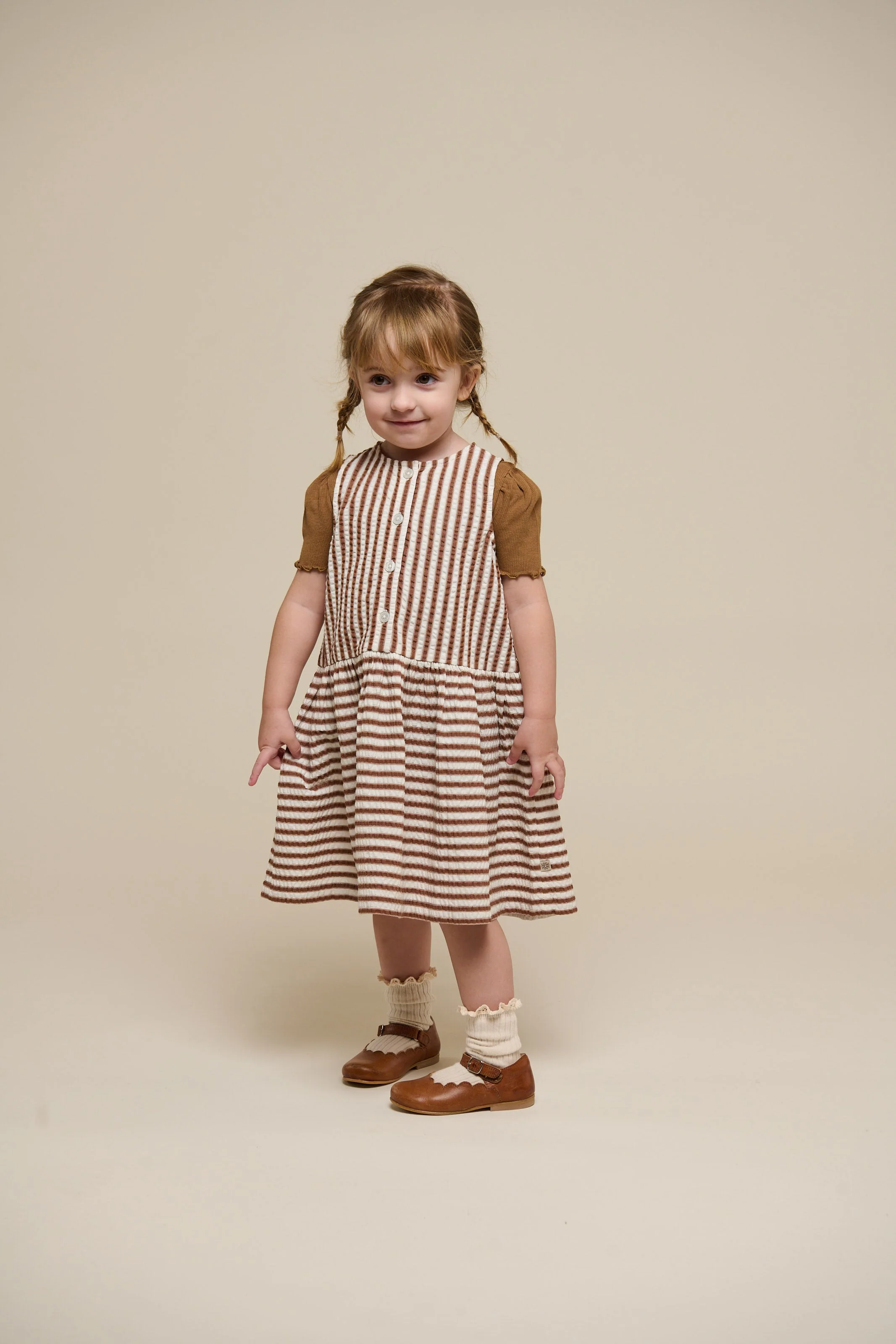 Gestreiftes Seersucker-Kleid - Kids - Brown | 101195 Nadia - Image 2