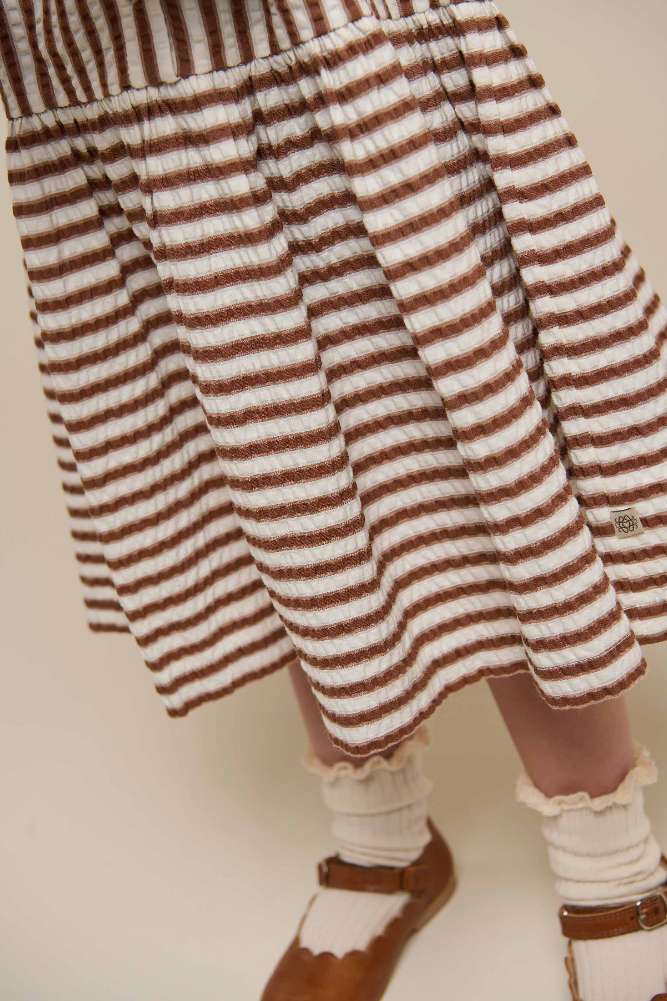 Gestreiftes Seersucker-Kleid - Kids - Brown | 101195 Nadia - Image 5