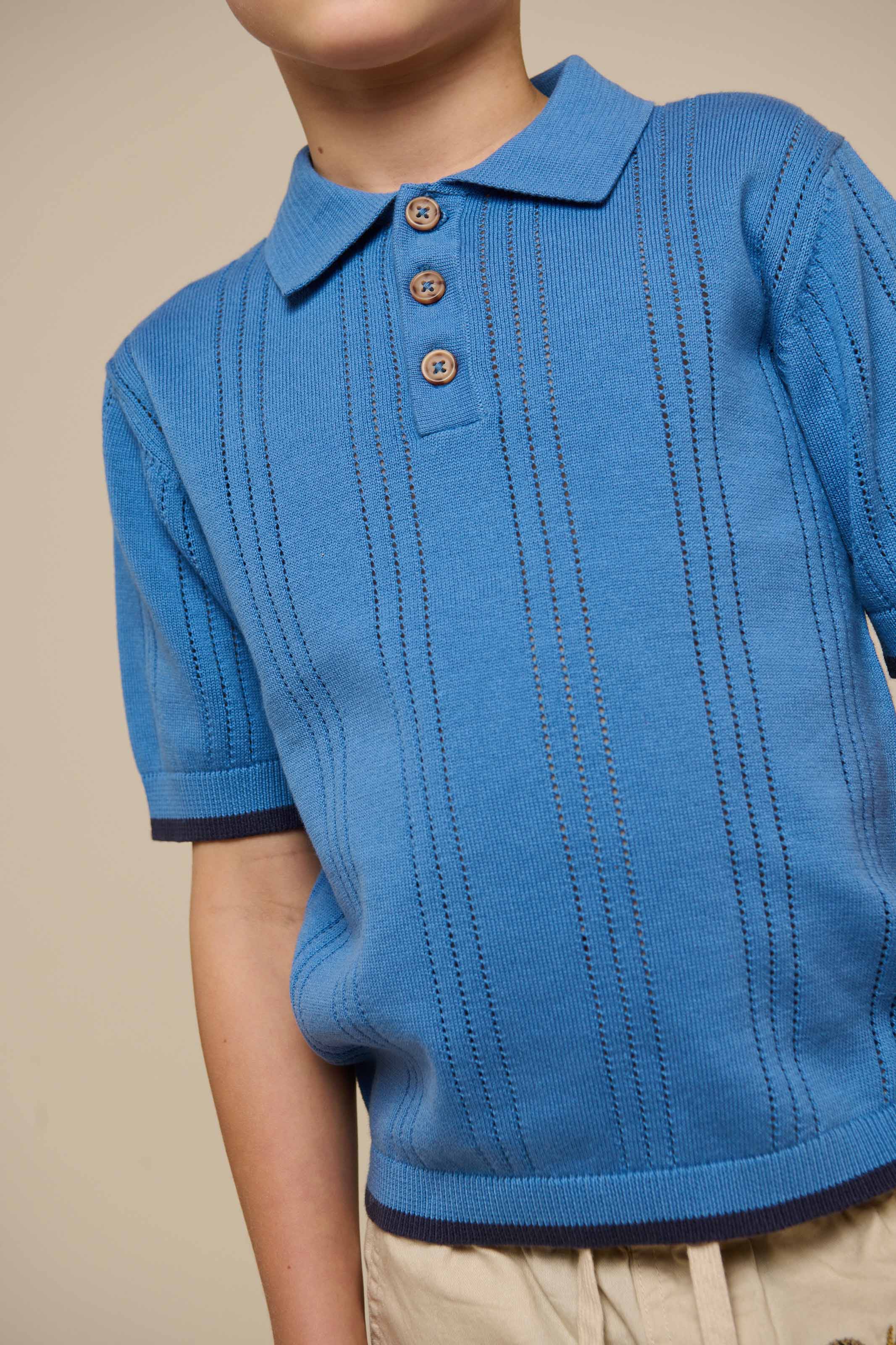 Gestricktes Polo für Jungen - Tween - Dusty Blue | 101244 Dylan - Image 4