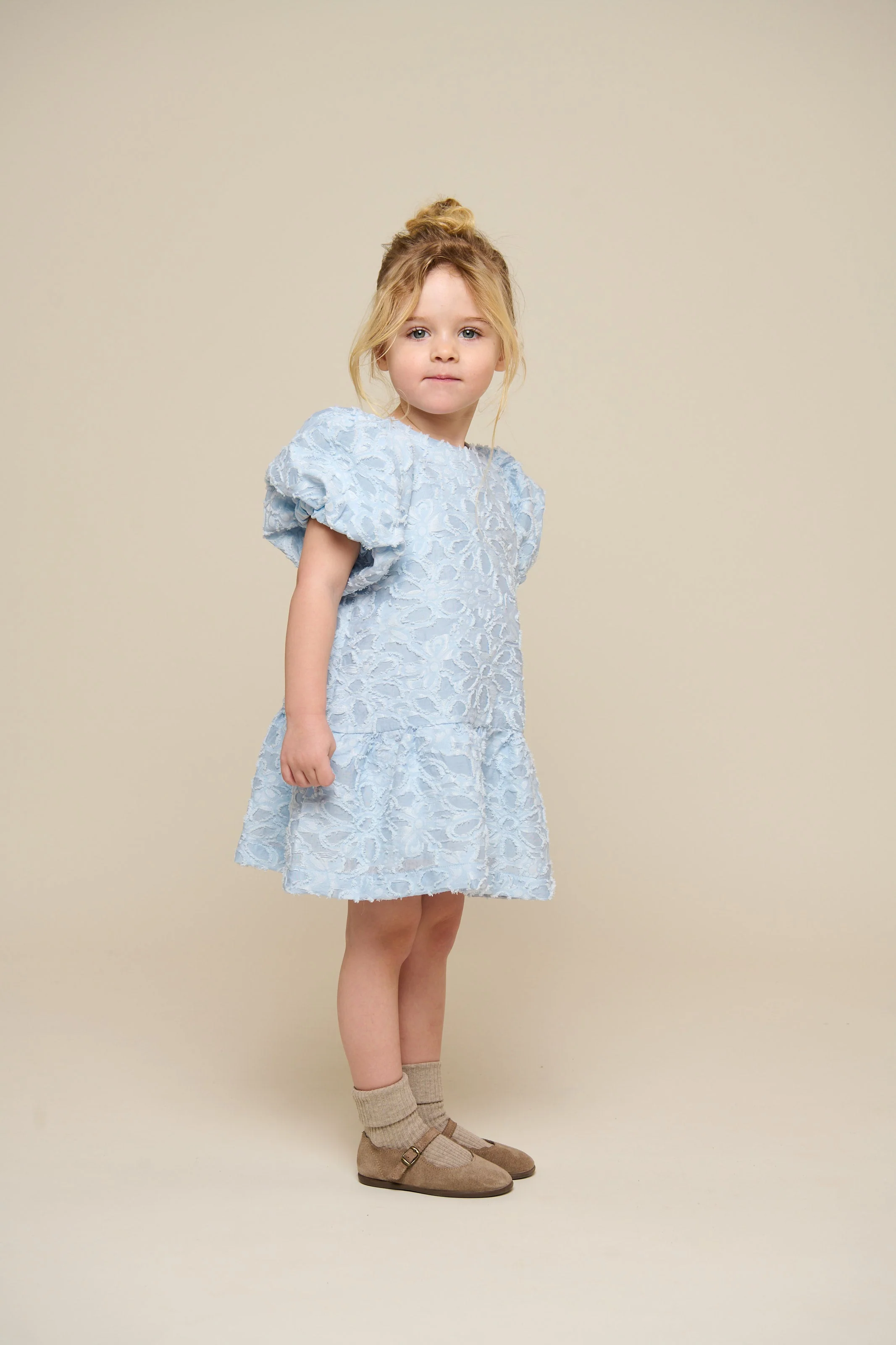 Jacquard-Kleid aus Baumwollmischung - Kids - Light Blue | 100994 Giselle - Image 6