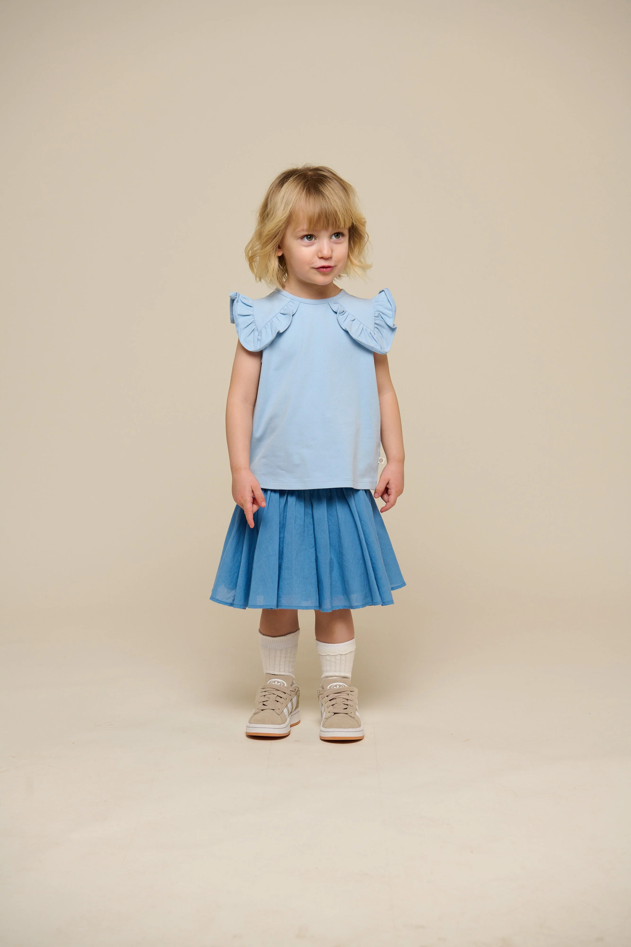 Jersey-Top mit Rüsche - Kids - Powder Blue | 101267 Selma - Image 2