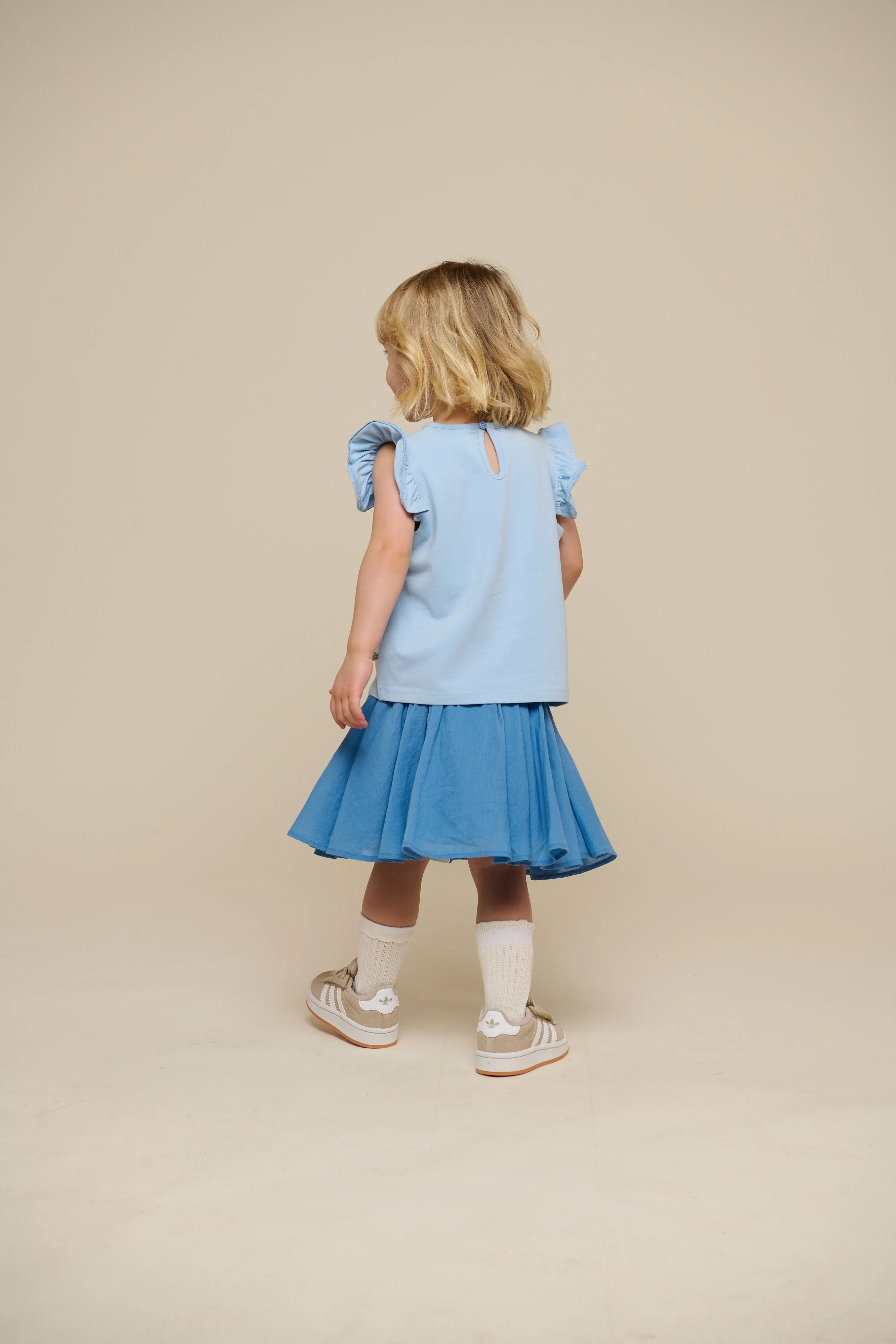 Jersey-Top mit Rüsche - Kids - Powder Blue | 101267 Selma - Image 4