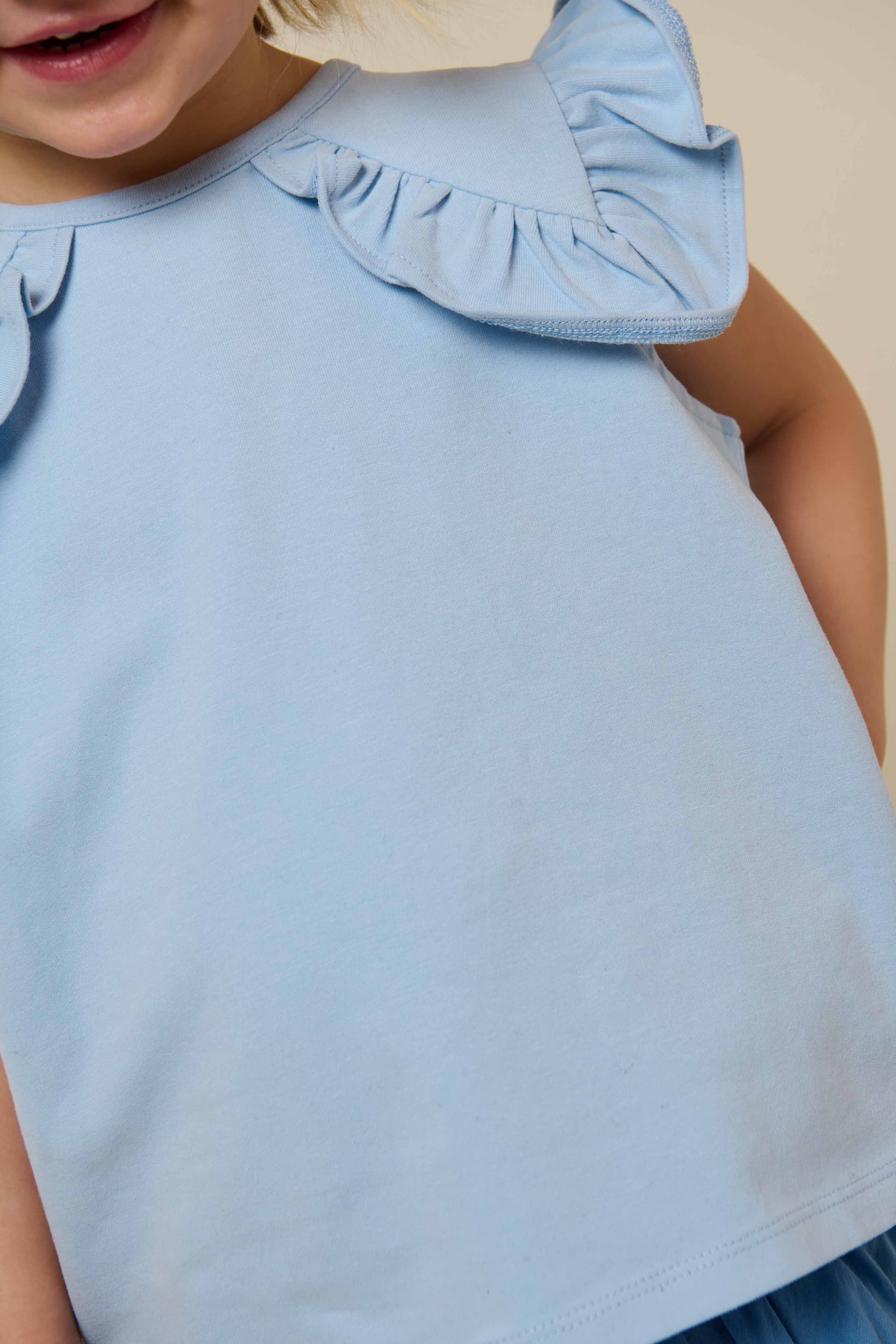 Jersey-Top mit Rüsche - Kids - Powder Blue | 101267 Selma - Image 5