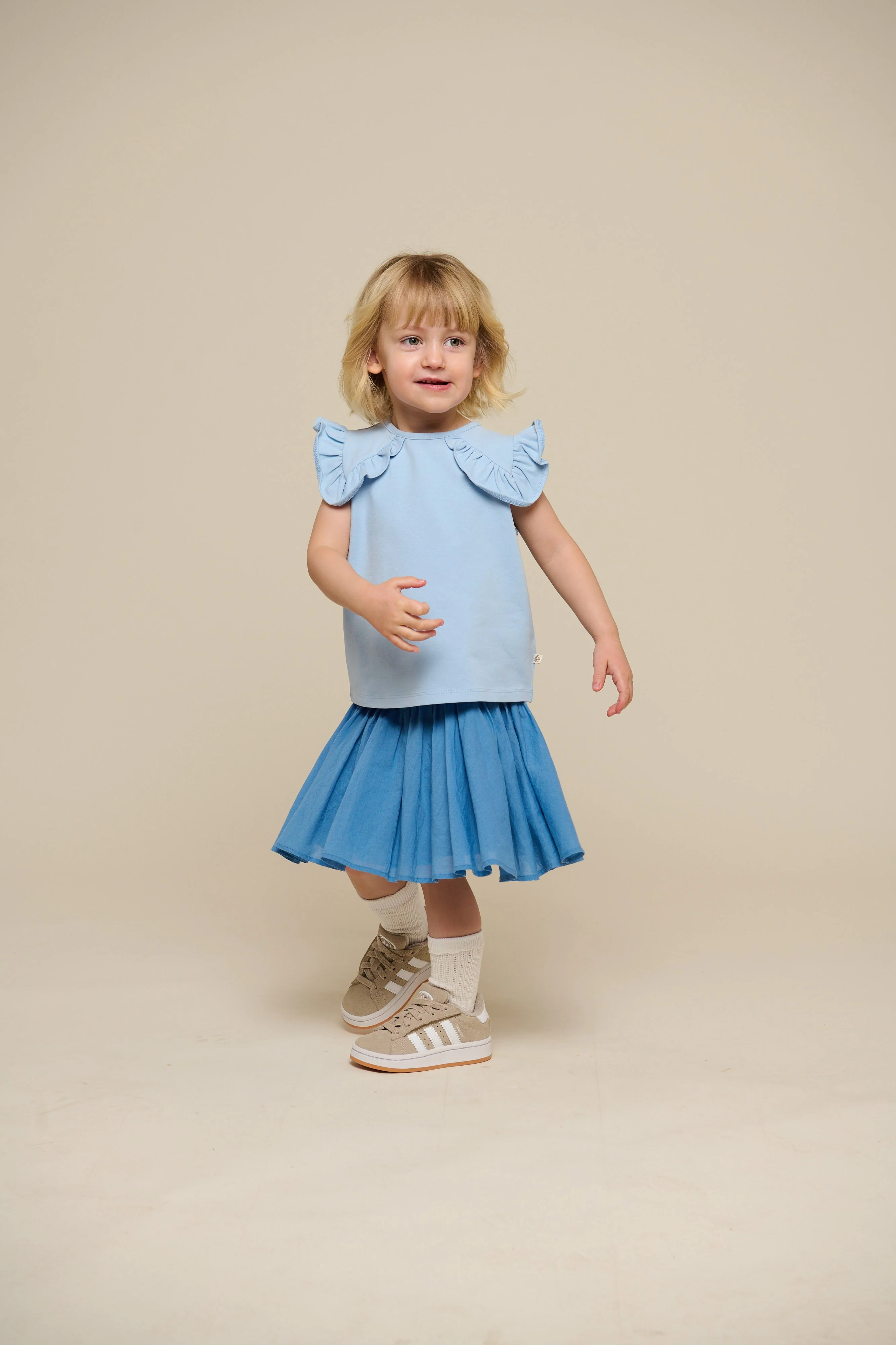 Jersey-Top mit Rüsche - Kids - Powder Blue | 101267 Selma - Image 6
