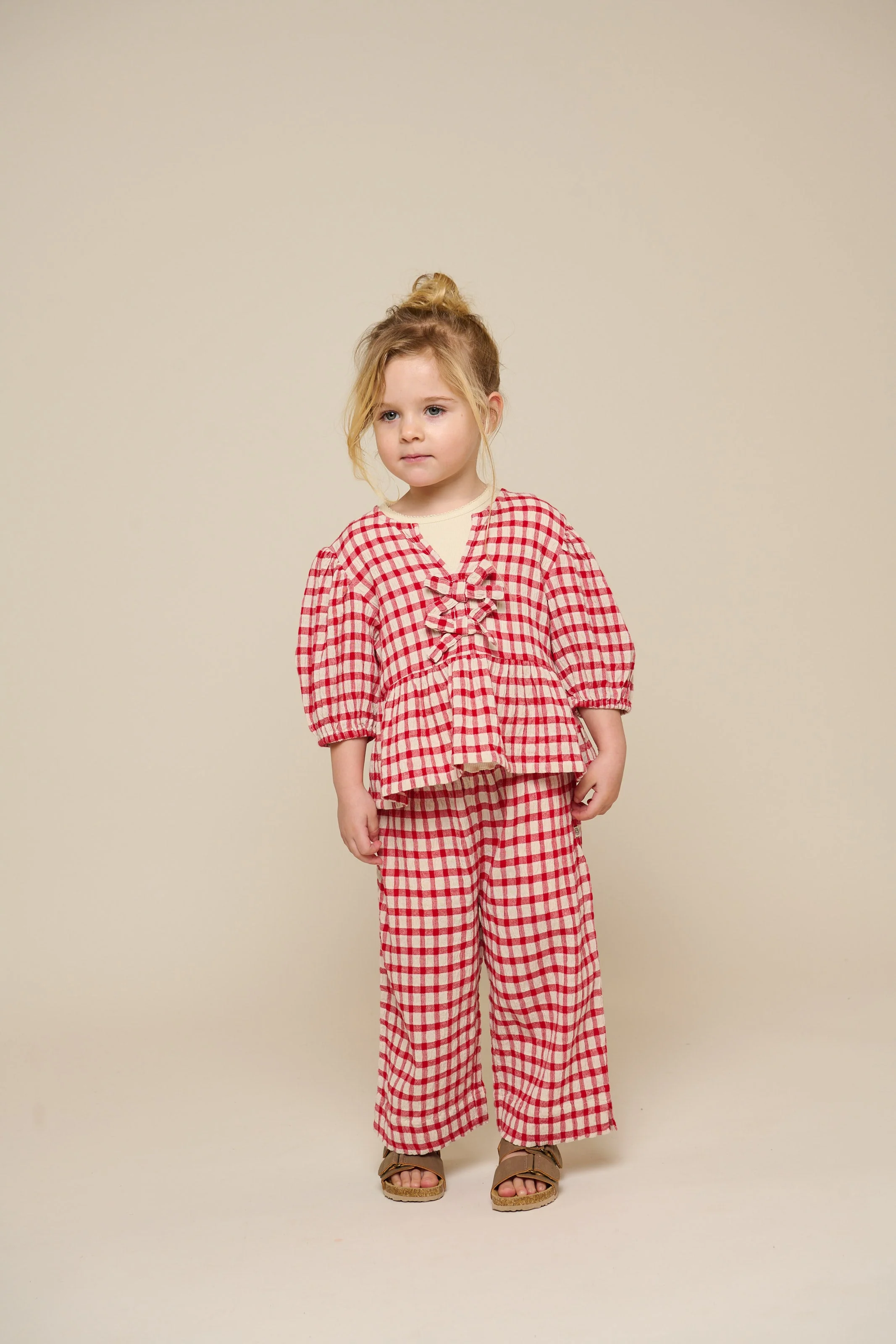 Karierte Baumwollbluse - Kids - Cherry Red | 100908 Bonnie - Image 2