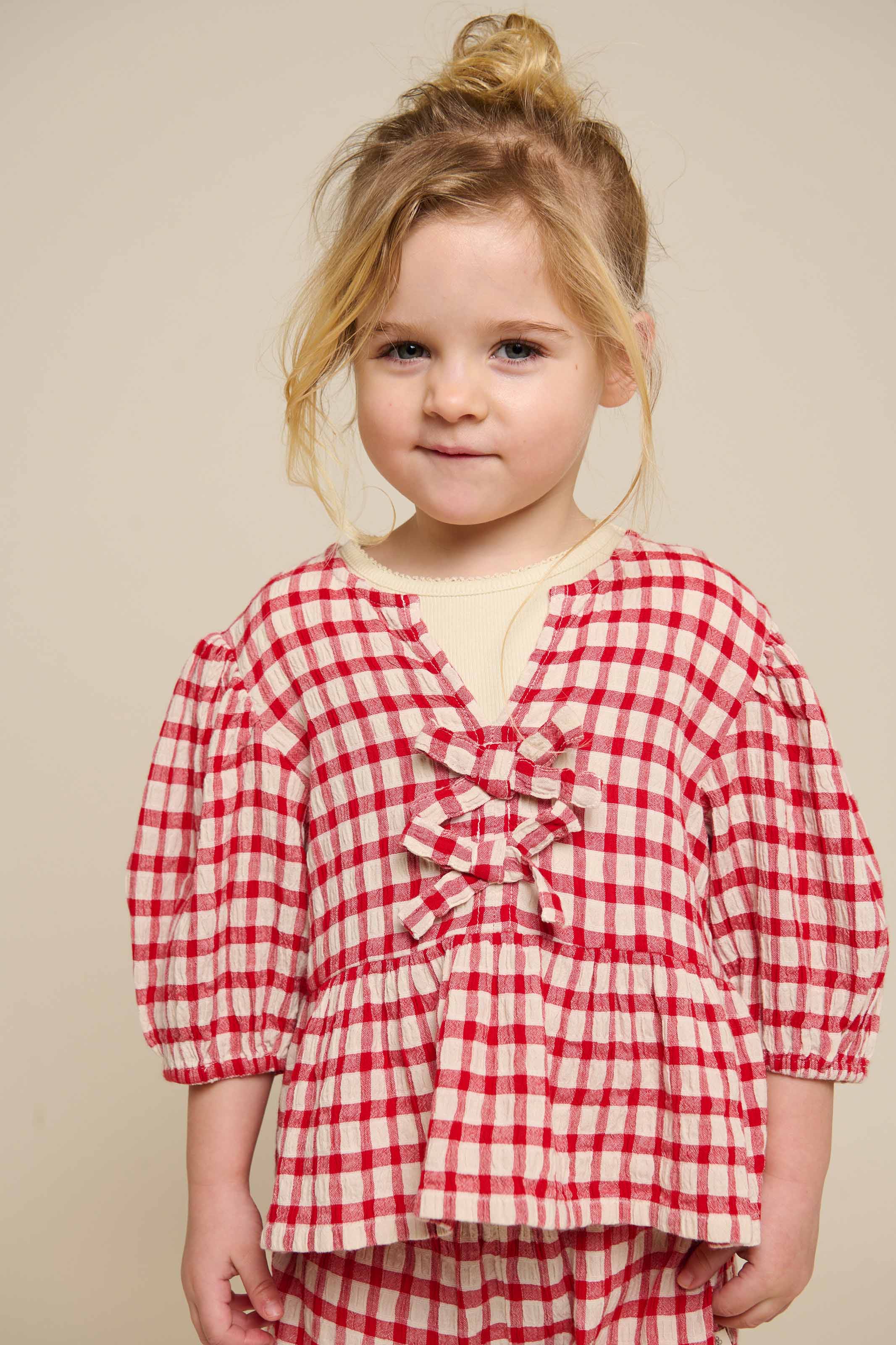 Karierte Baumwollbluse - Kids - Cherry Red | 100908 Bonnie - Image 5