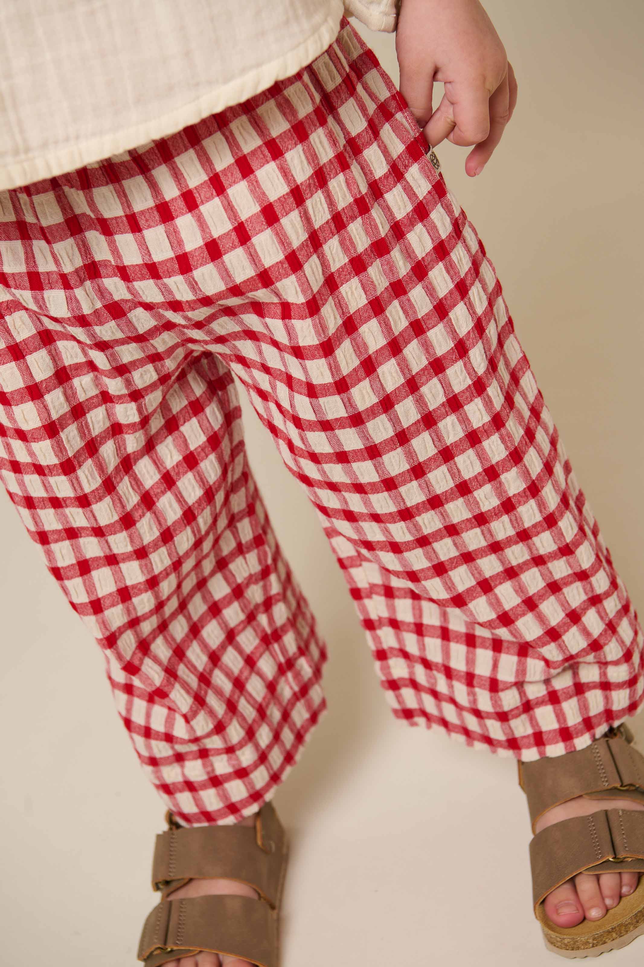Karierte Baumwollhose - Kids - Cherry Red | 100906 Bonnie - Image 4