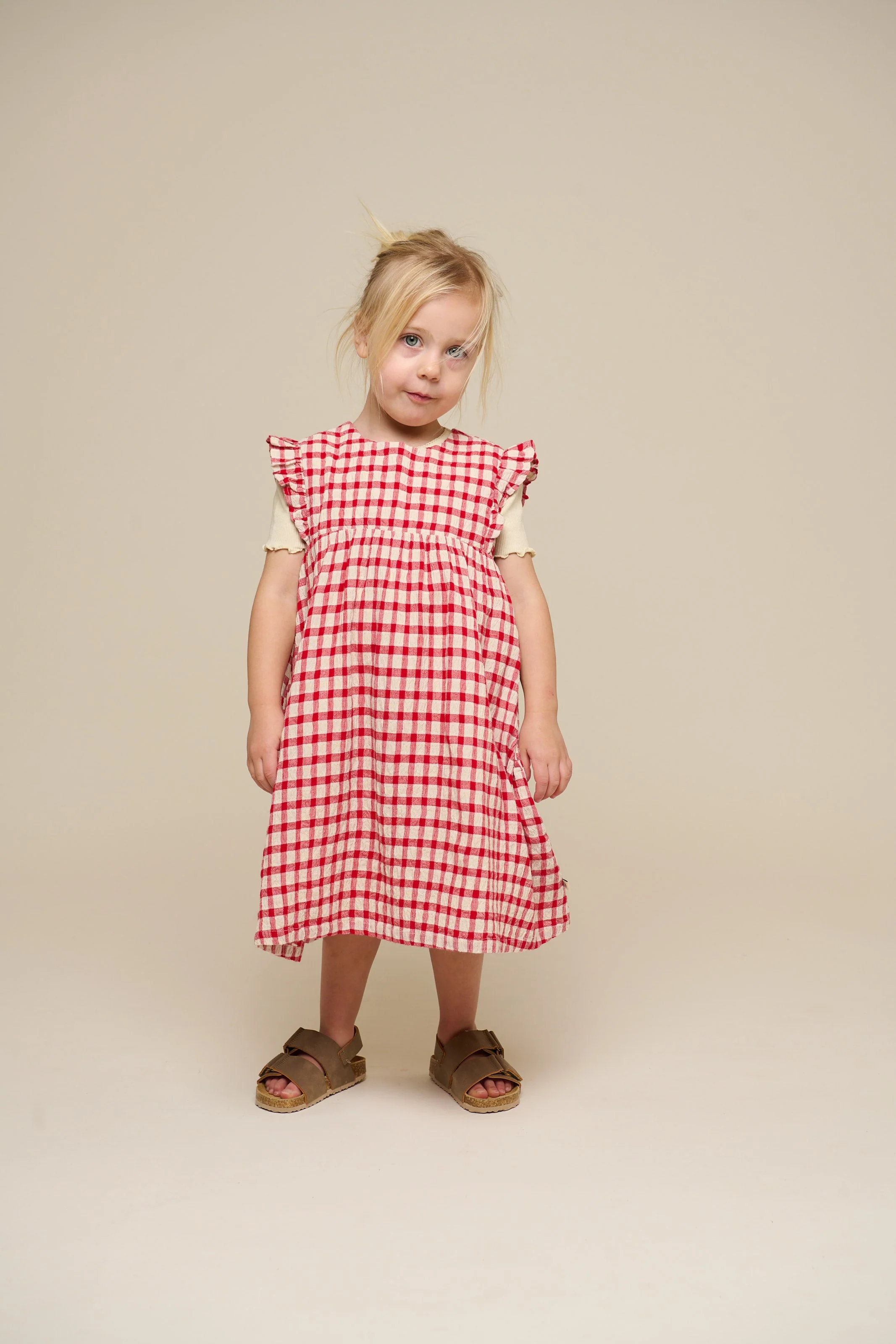 Kariertes Baumwollkleid - Kids - Cherry Red | 100904 Bonnie - Image 2