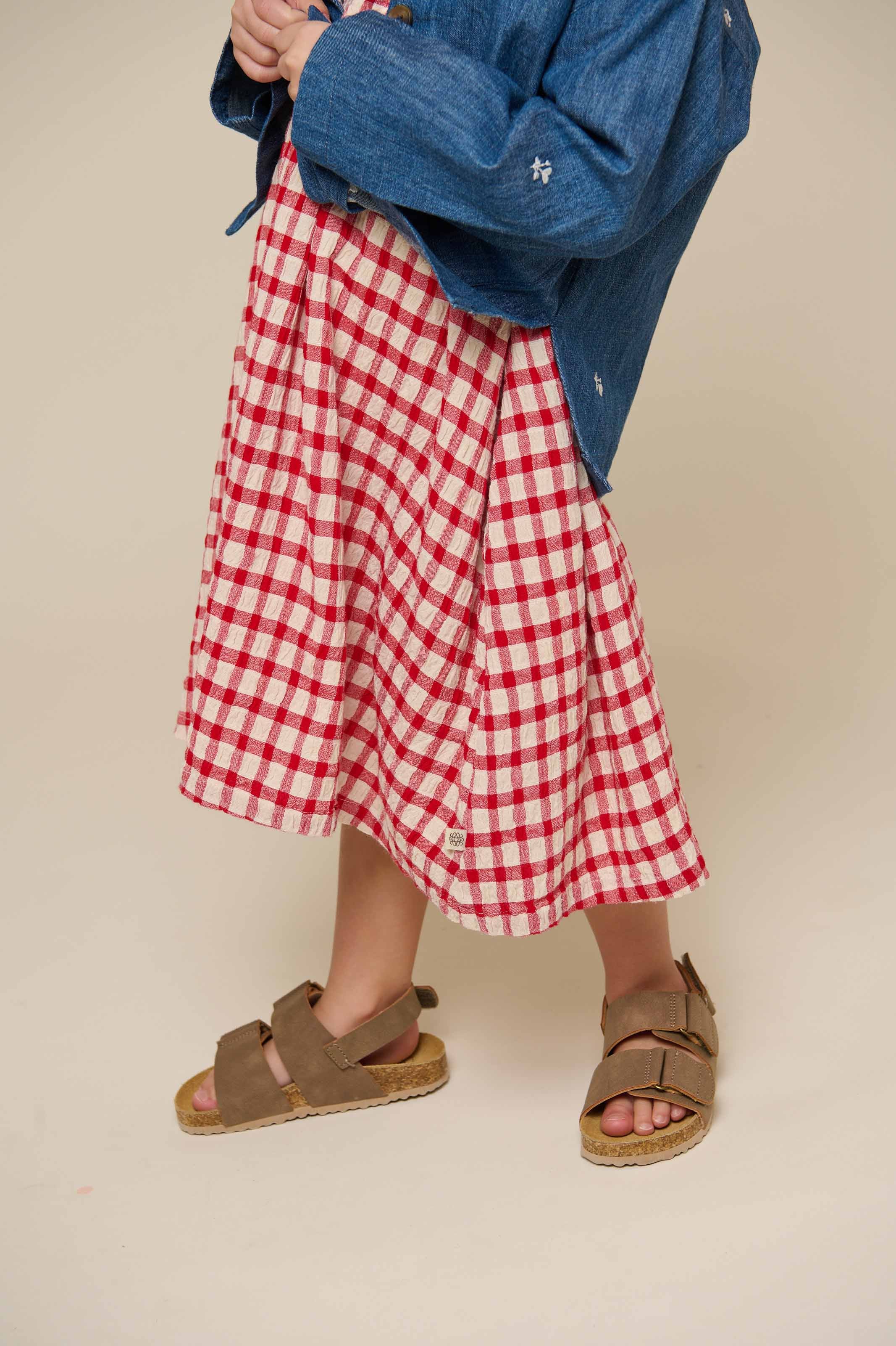 Kariertes Baumwollkleid - Kids - Cherry Red | 100904 Bonnie - Image 5