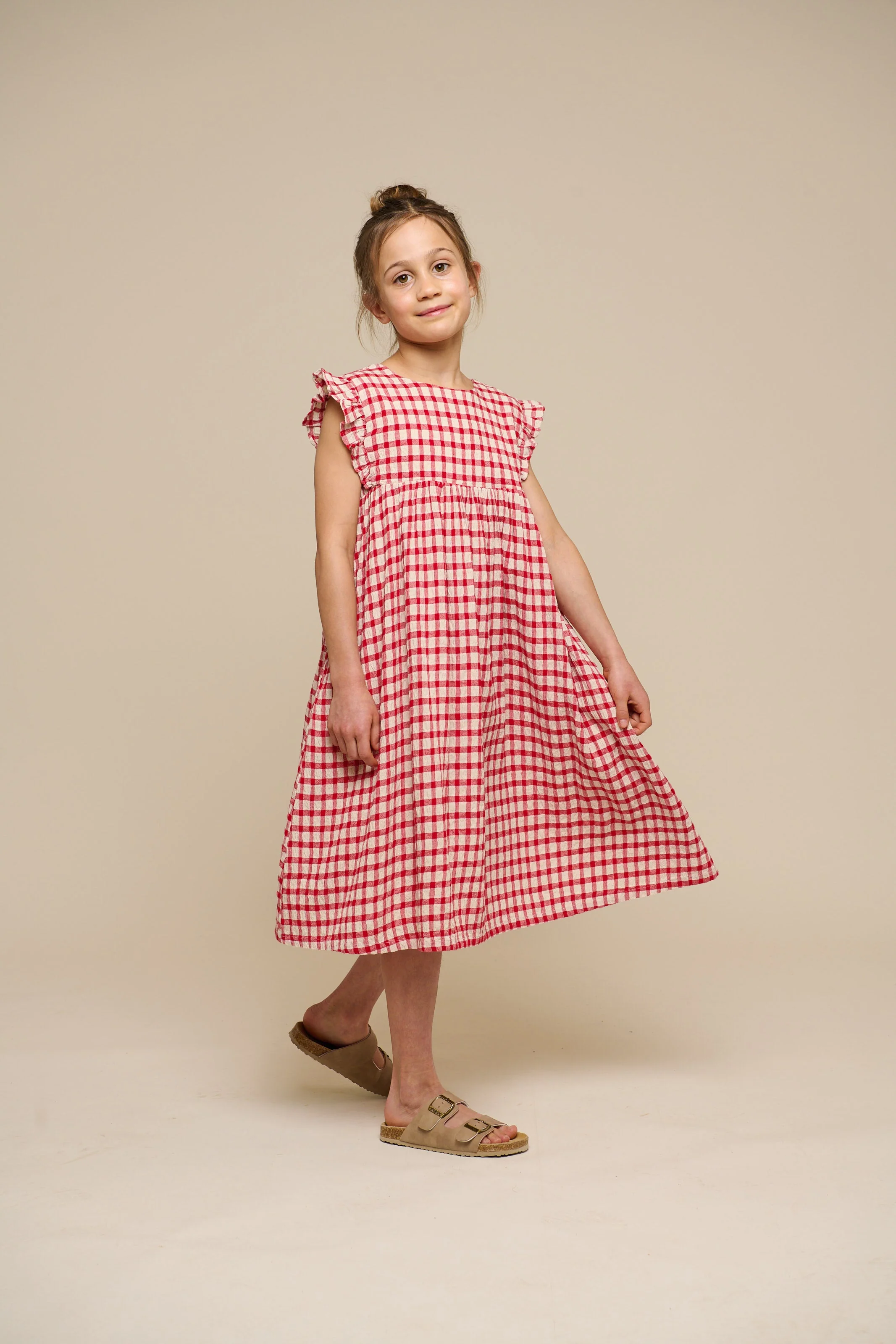 Kariertes Baumwollkleid - Tween - Cherry Red | 100905 Bonnie - Image 2