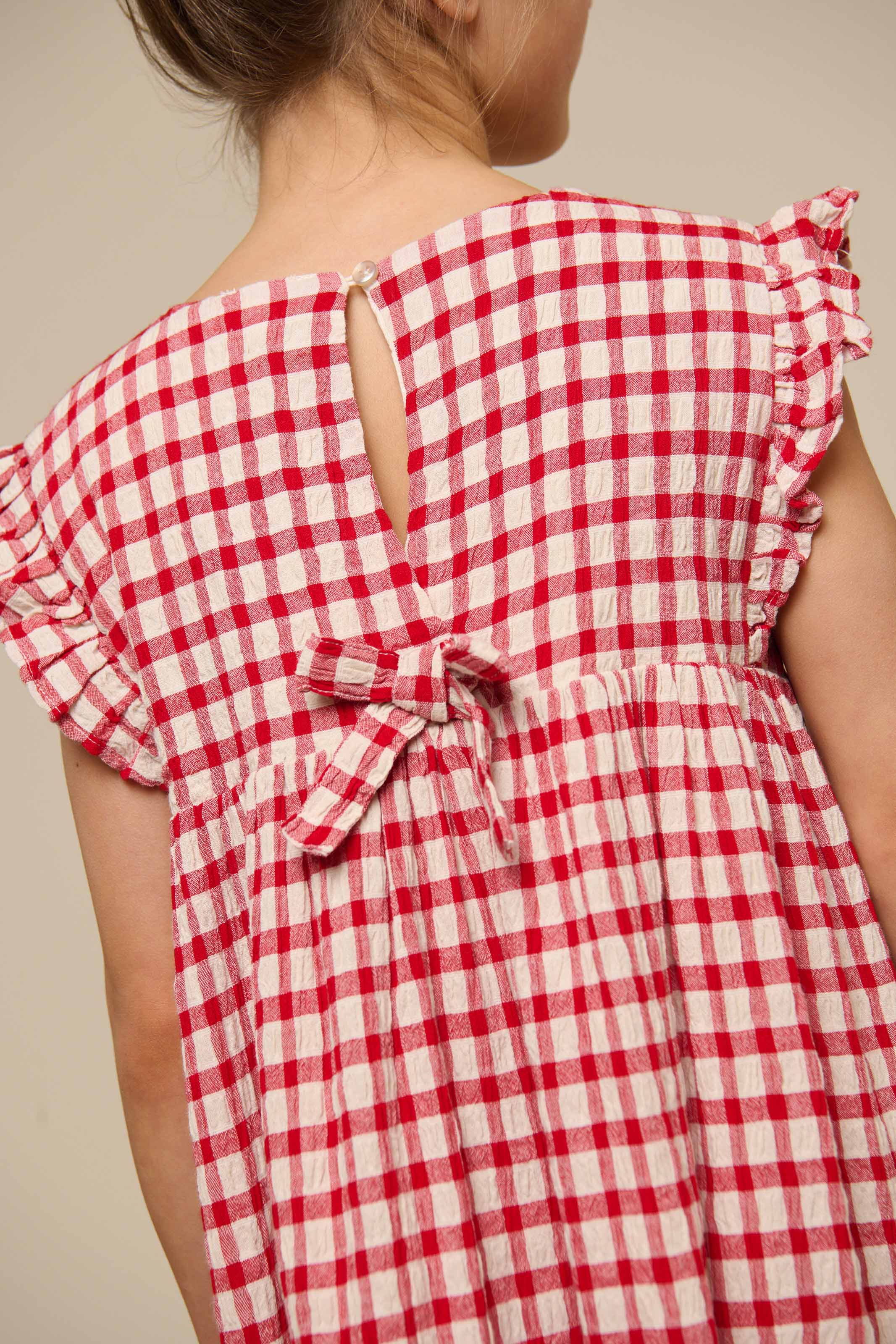 Kariertes Baumwollkleid - Tween - Cherry Red | 100905 Bonnie - Image 5