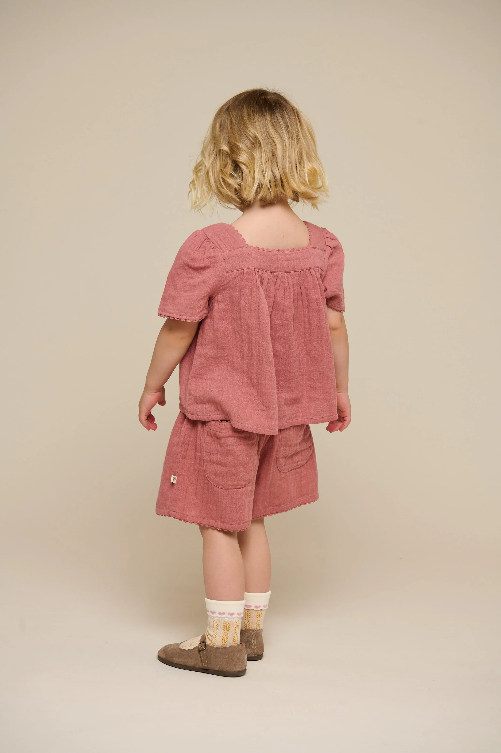 Kurzärmelige Bluse aus Gaze - Kids - Old Rose | 100920 Jasmine - Image 5