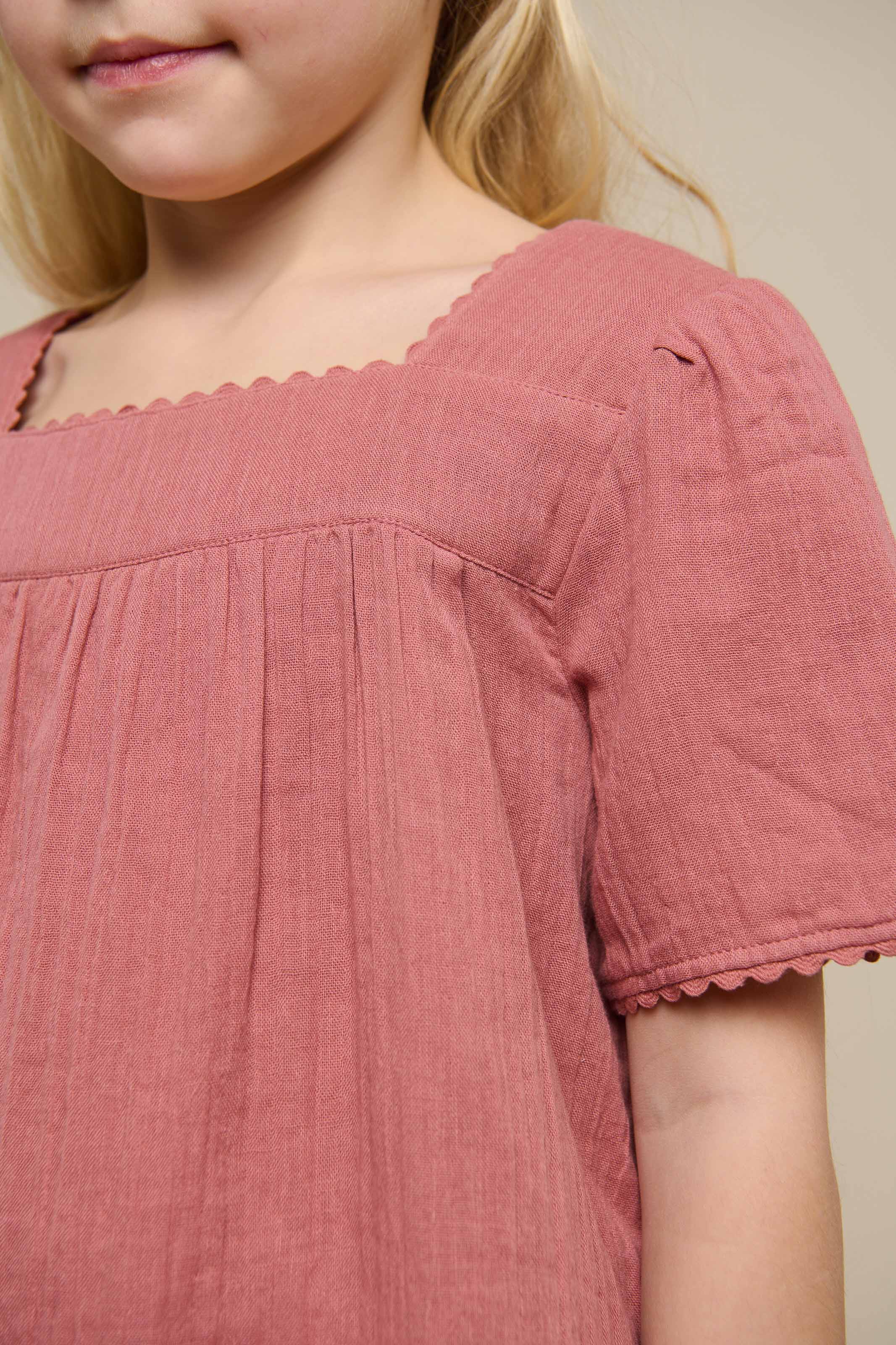Kurzärmelige Bluse aus Gaze - Tween - Old Rose | 100921 Jasmine - Image 4