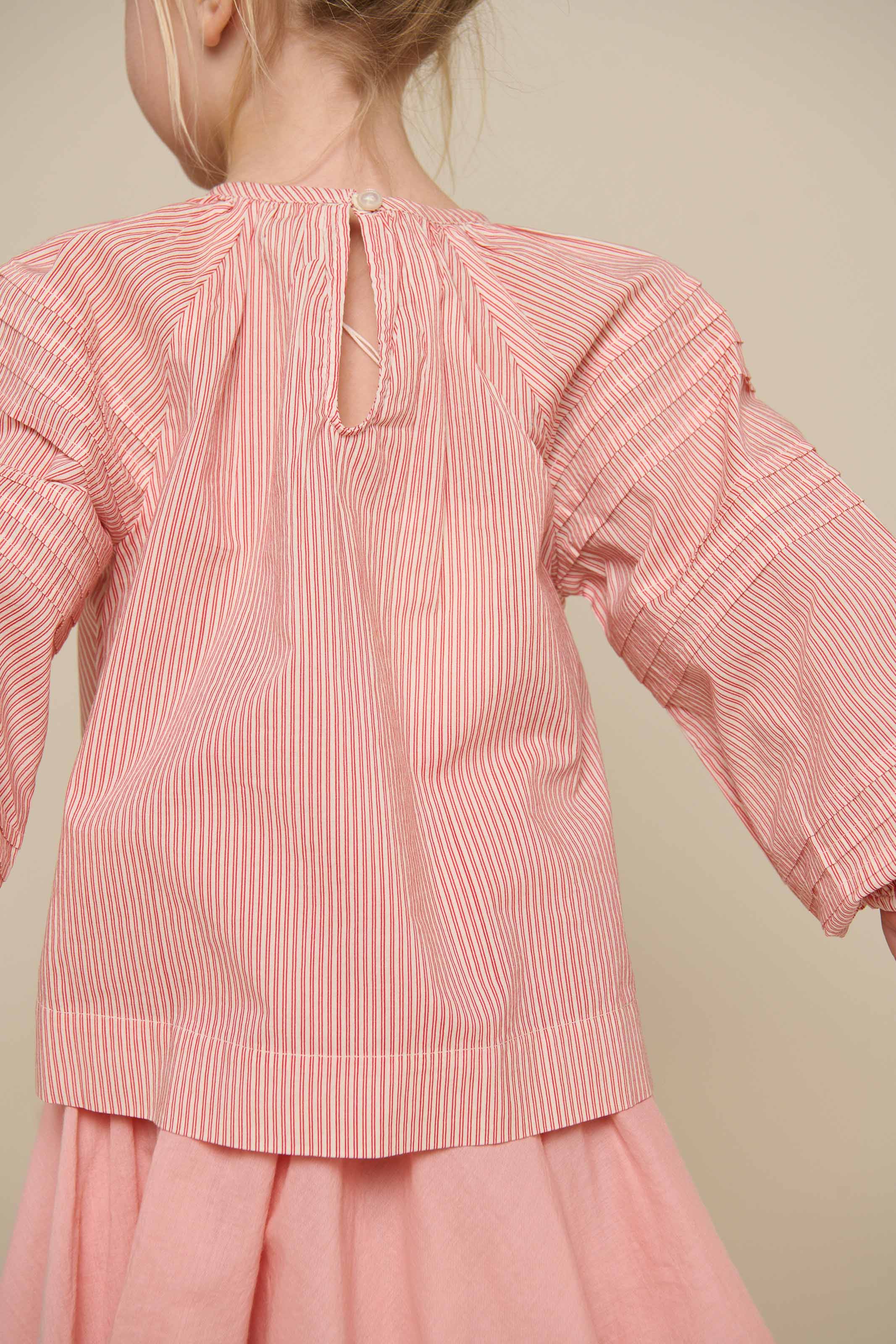 Langärmelige Gestreifte Bluse - Kids - Offwhite/Cherry Red | 100990 Willa - Image 4