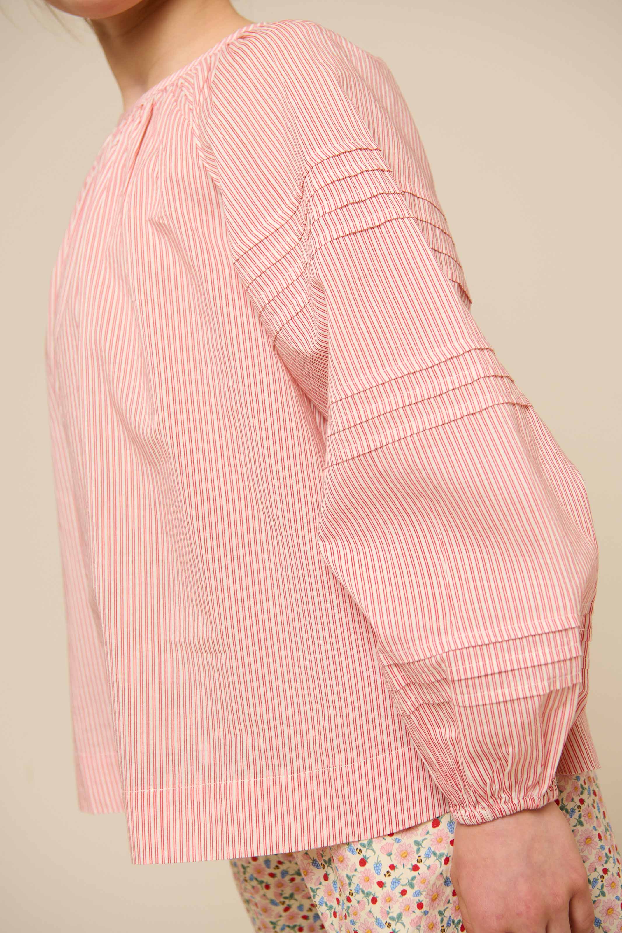 Langärmelige Gestreifte Bluse - Tween - Offwhite/Cherry Red | 100991 Willa - Image 4