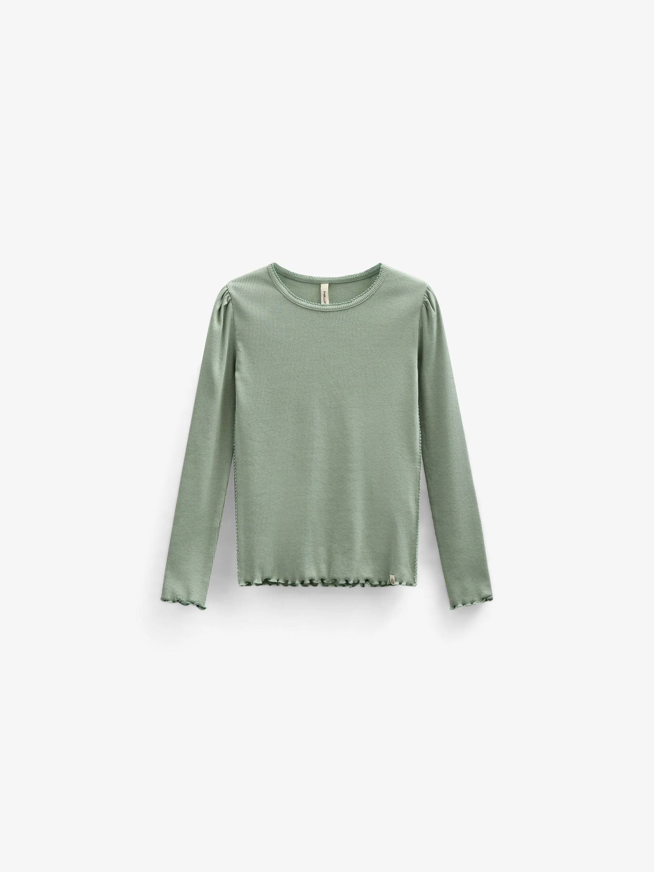 LangÀrmeliges T-Shirt aus Modalripp - Kids - Dusty Green | 101310 Lottie