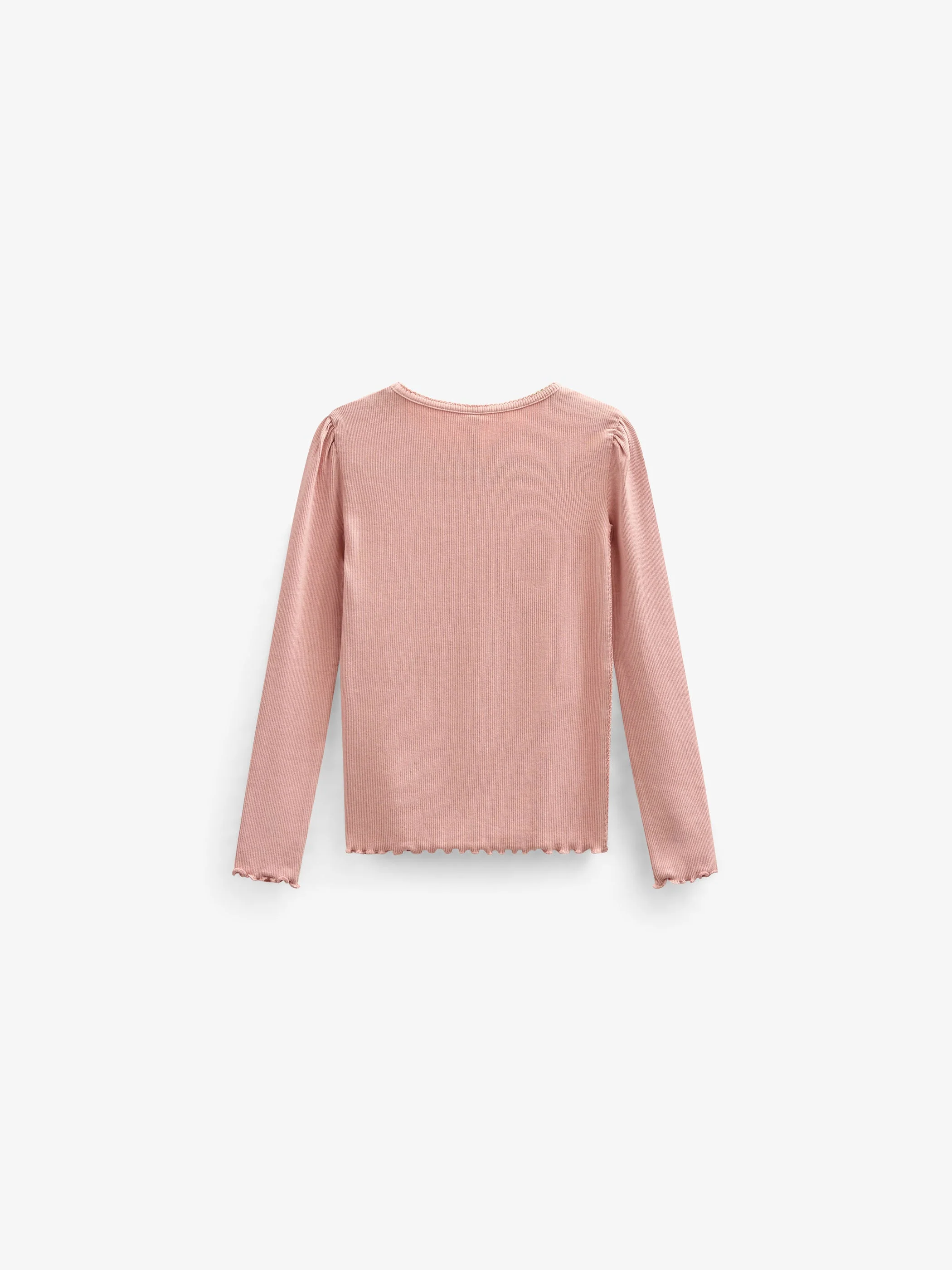 LangÀrmeliges T-Shirt aus Modalripp - Kids - Rose Tan | 101306 Lottie - Image 3
