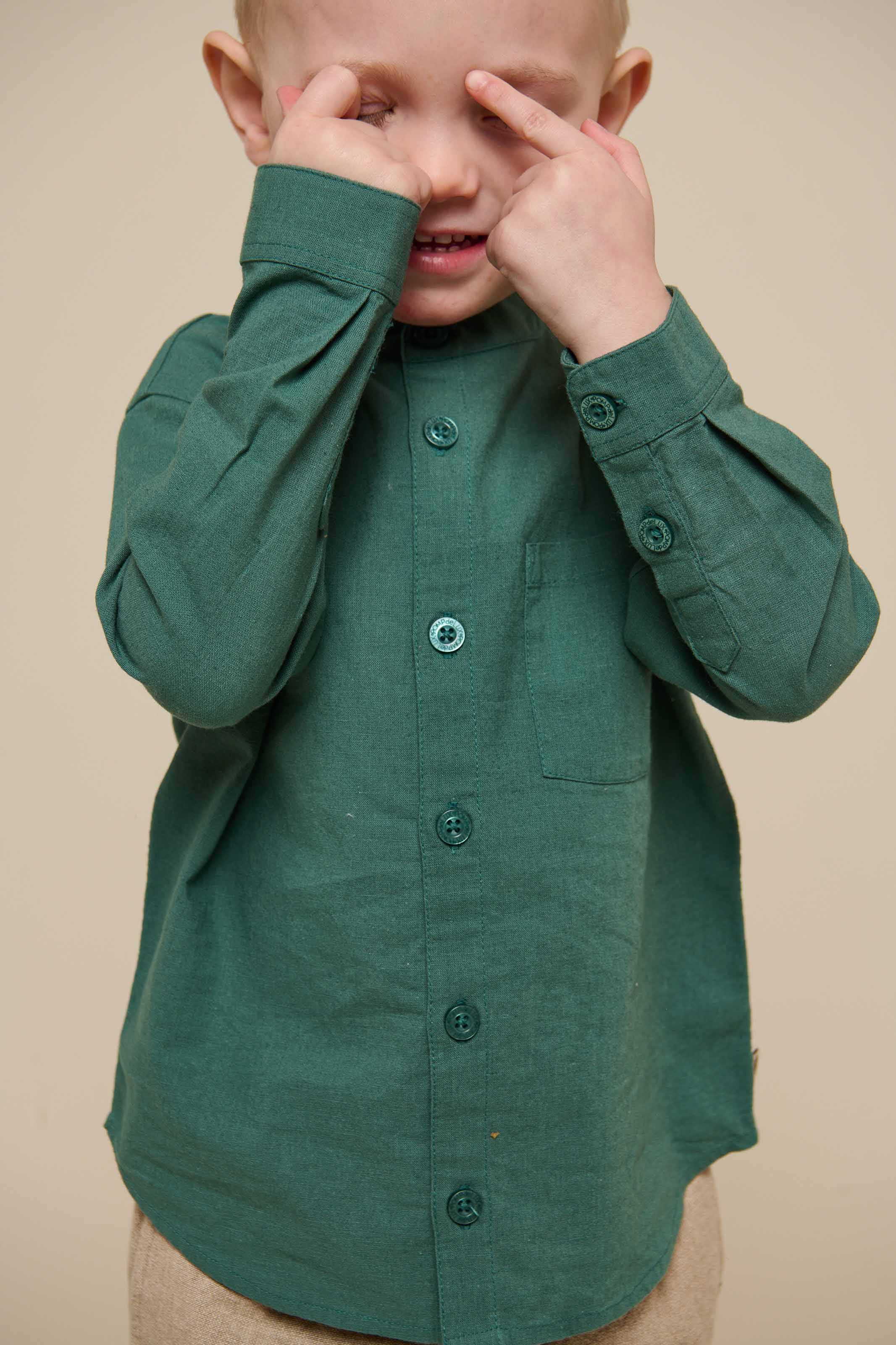 Leinenmix Hemd mit Stehkragen - Kids - Tropical Green | 101203 Lucca - Image 4