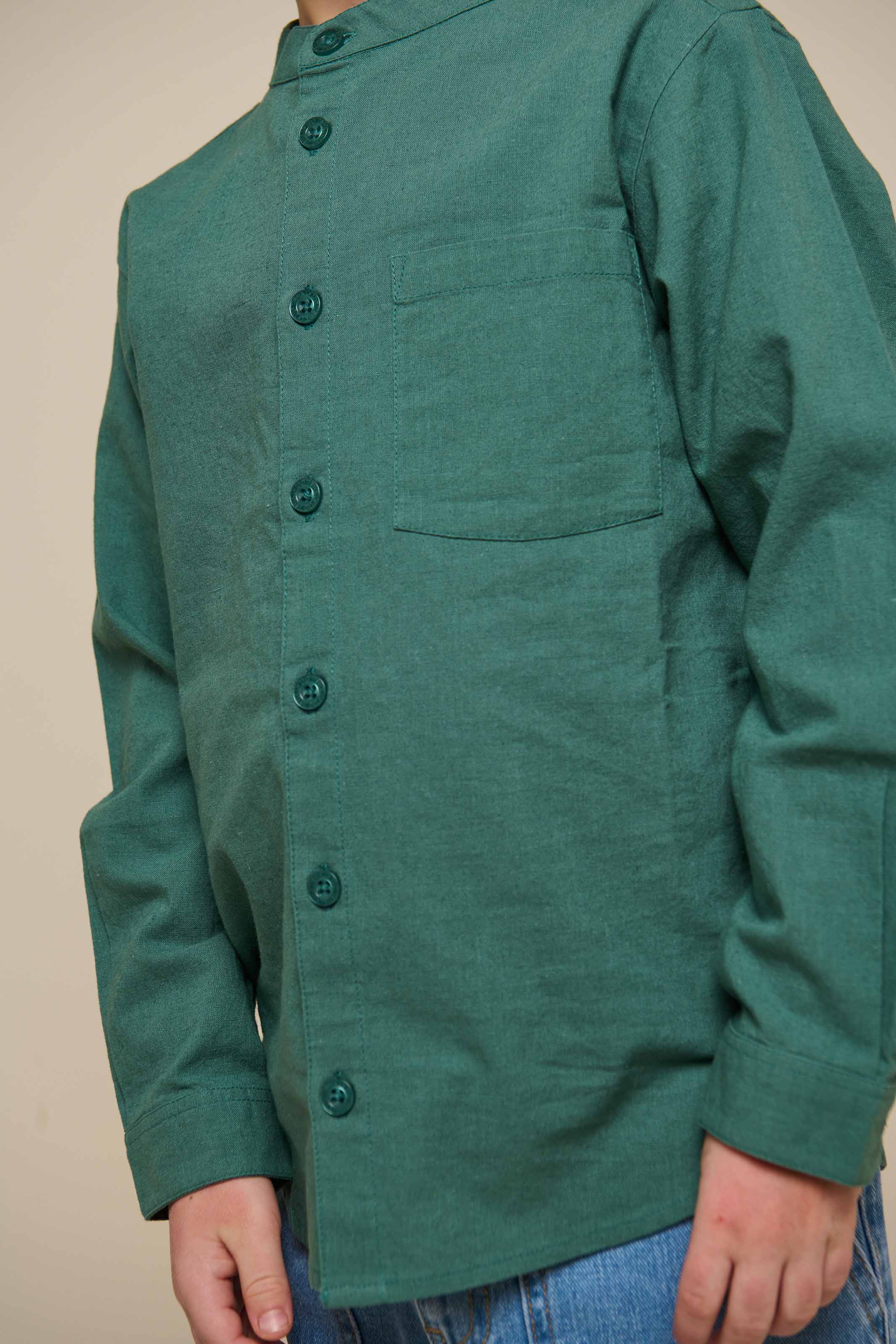 Leinenmix Hemd mit Stehkragen - Tween - Tropical Green | 101204 Lucca - Image 5