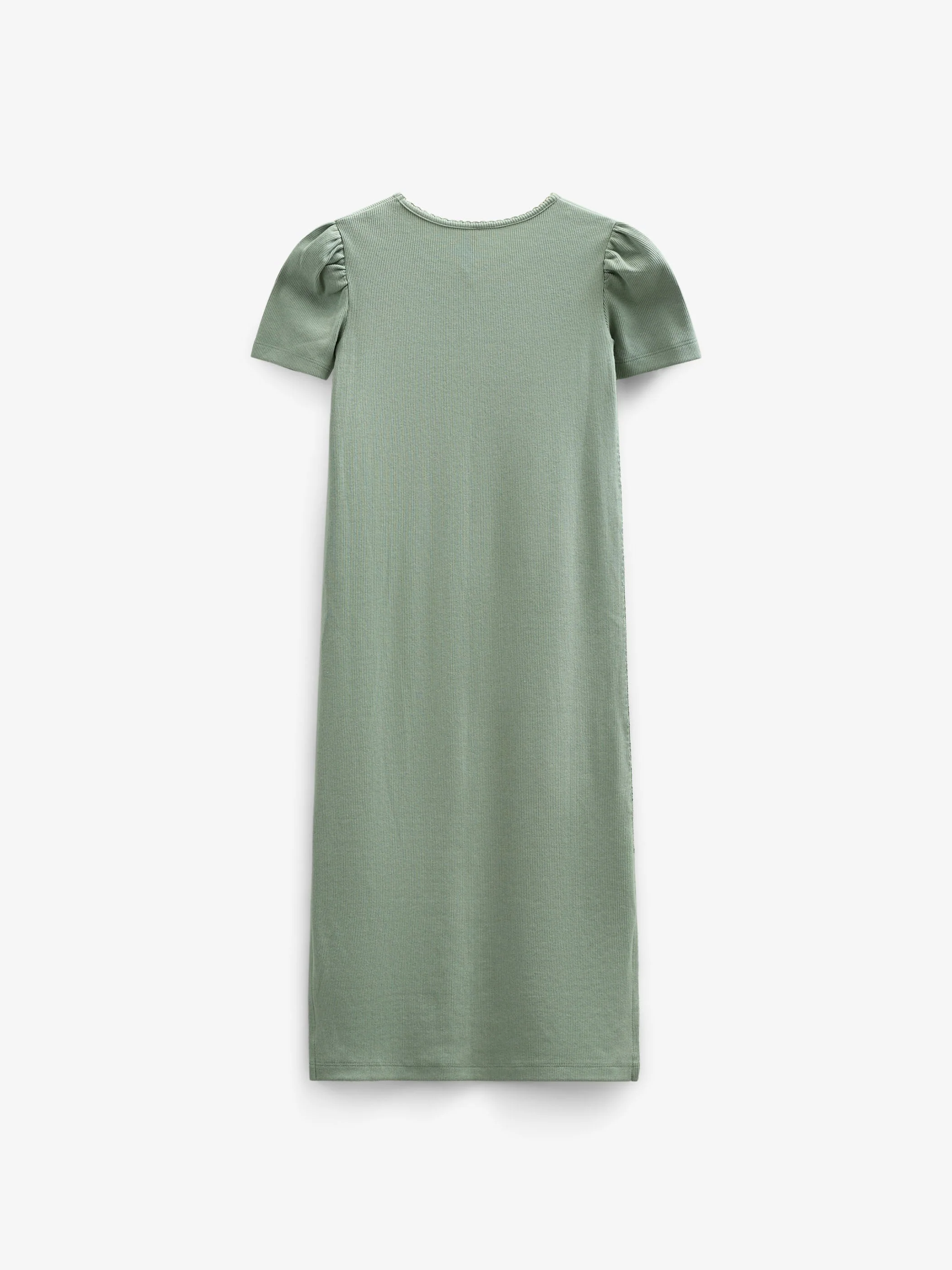 Modal-Ripp Lang T-Shirt Kleid - Tween - Dusty Green | 101295 Lottie - Image 3