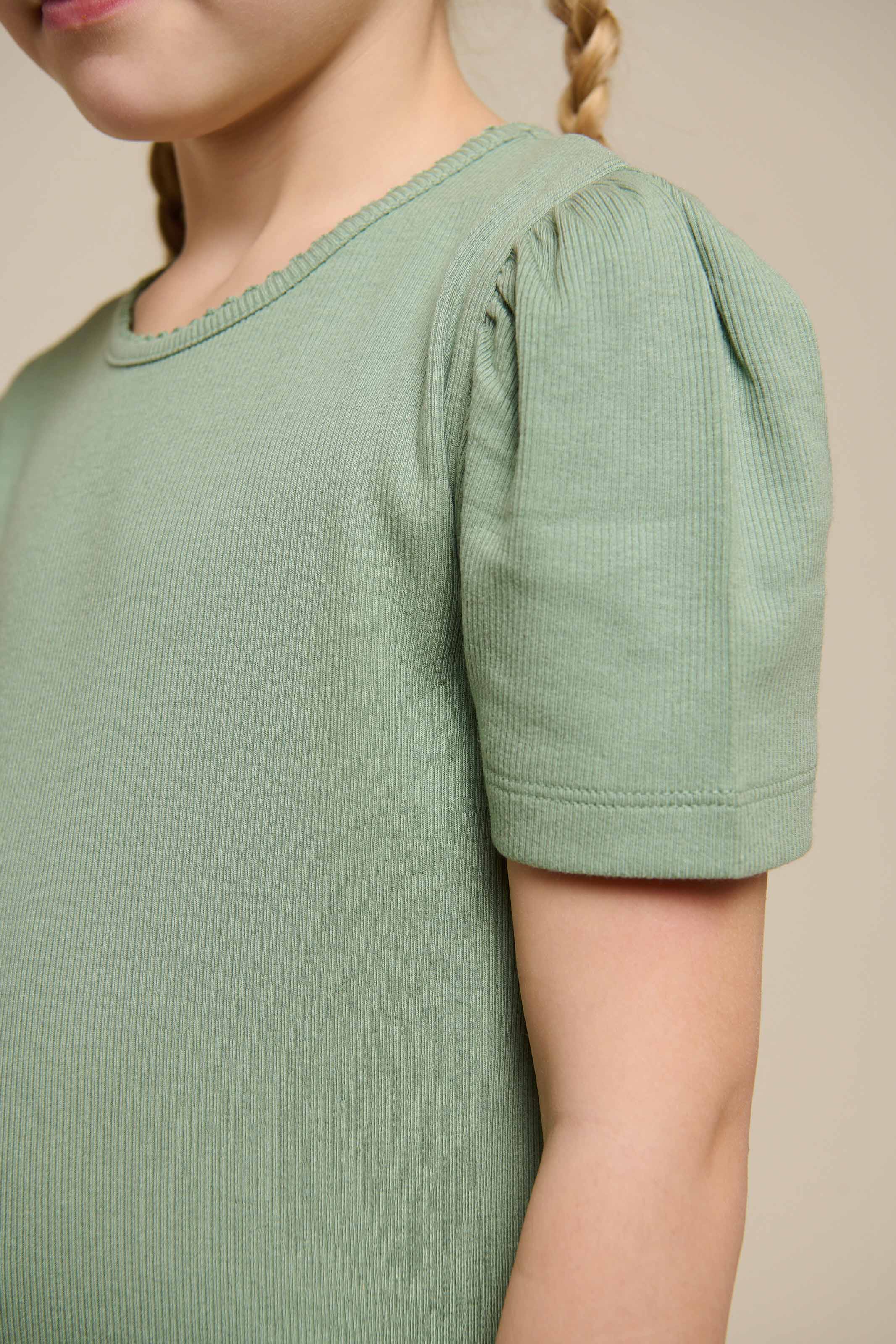 Modal-Ripp Lang T-Shirt Kleid - Tween - Dusty Green | 101295 Lottie - Image 6