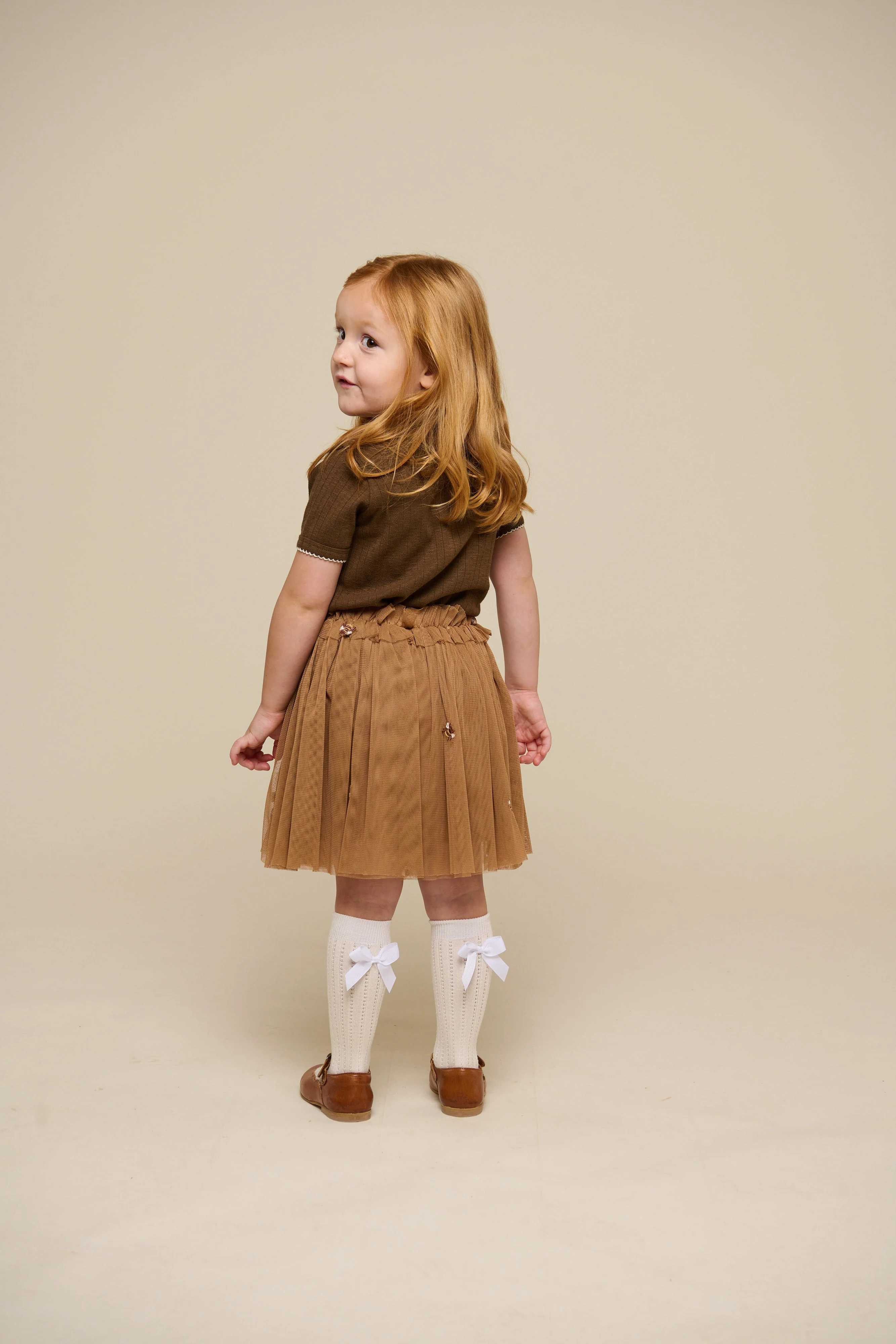 Pointelle T-Shirt mit Kontrast-Picot - Kids - Dark Brown | 101291 Drew - Image 4