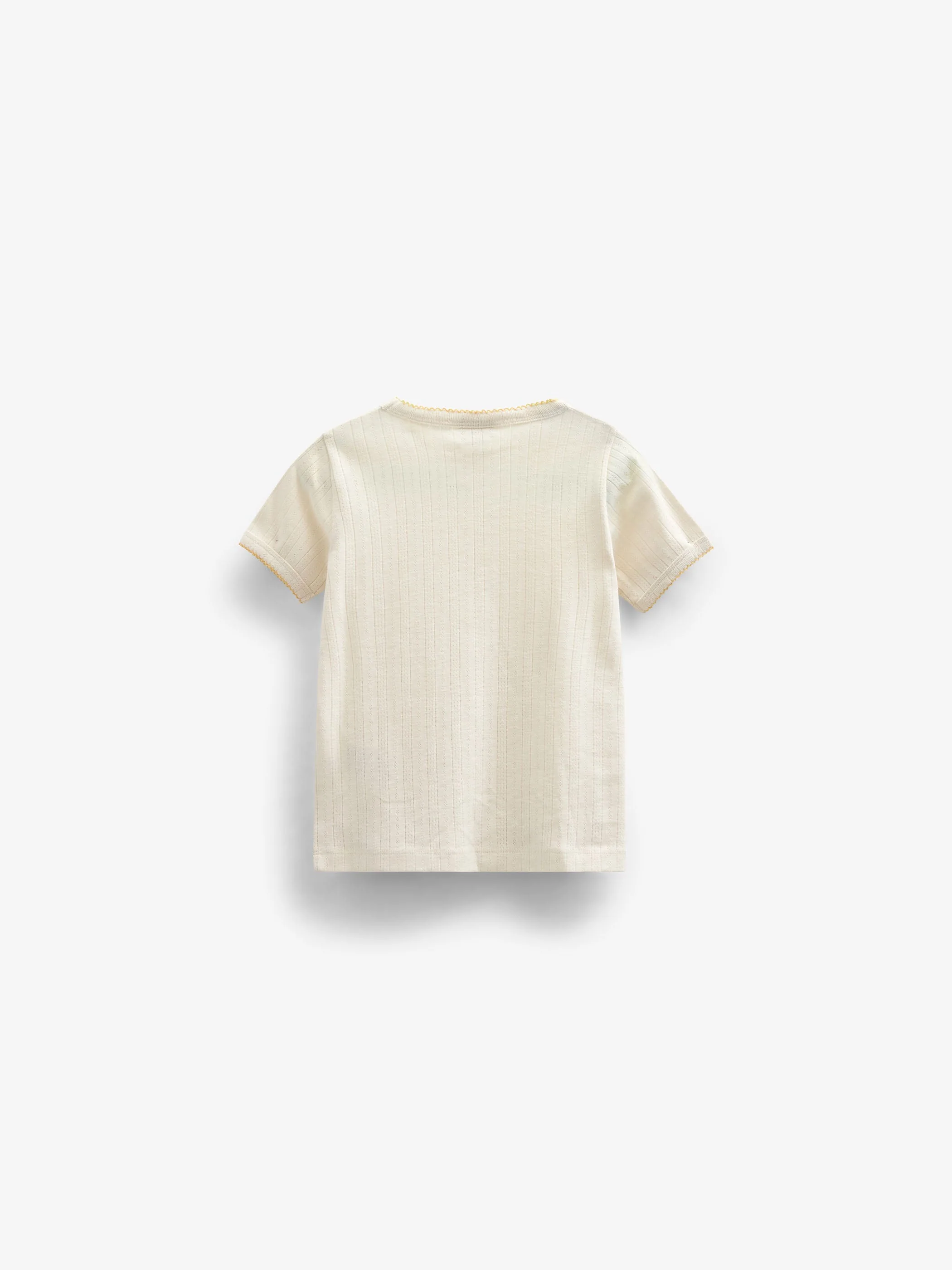 Pointelle T-Shirt mit Kontrast-Picot - Kids - Off White | 101289 Drew - Image 3