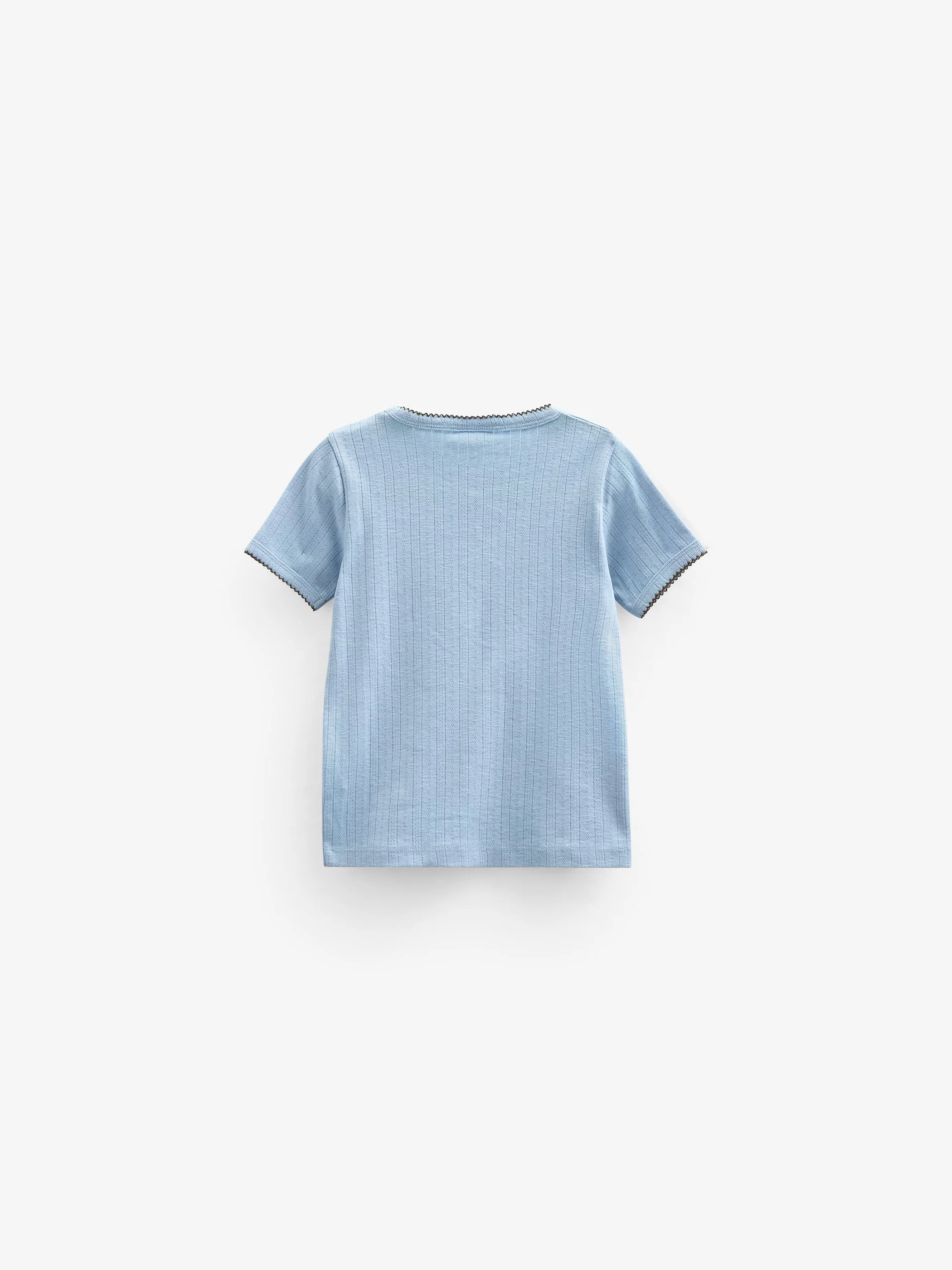 Pointelle T-Shirt mit Kontrast-Picot - Kids - Powder Blue | 101285 Drew - Image 3