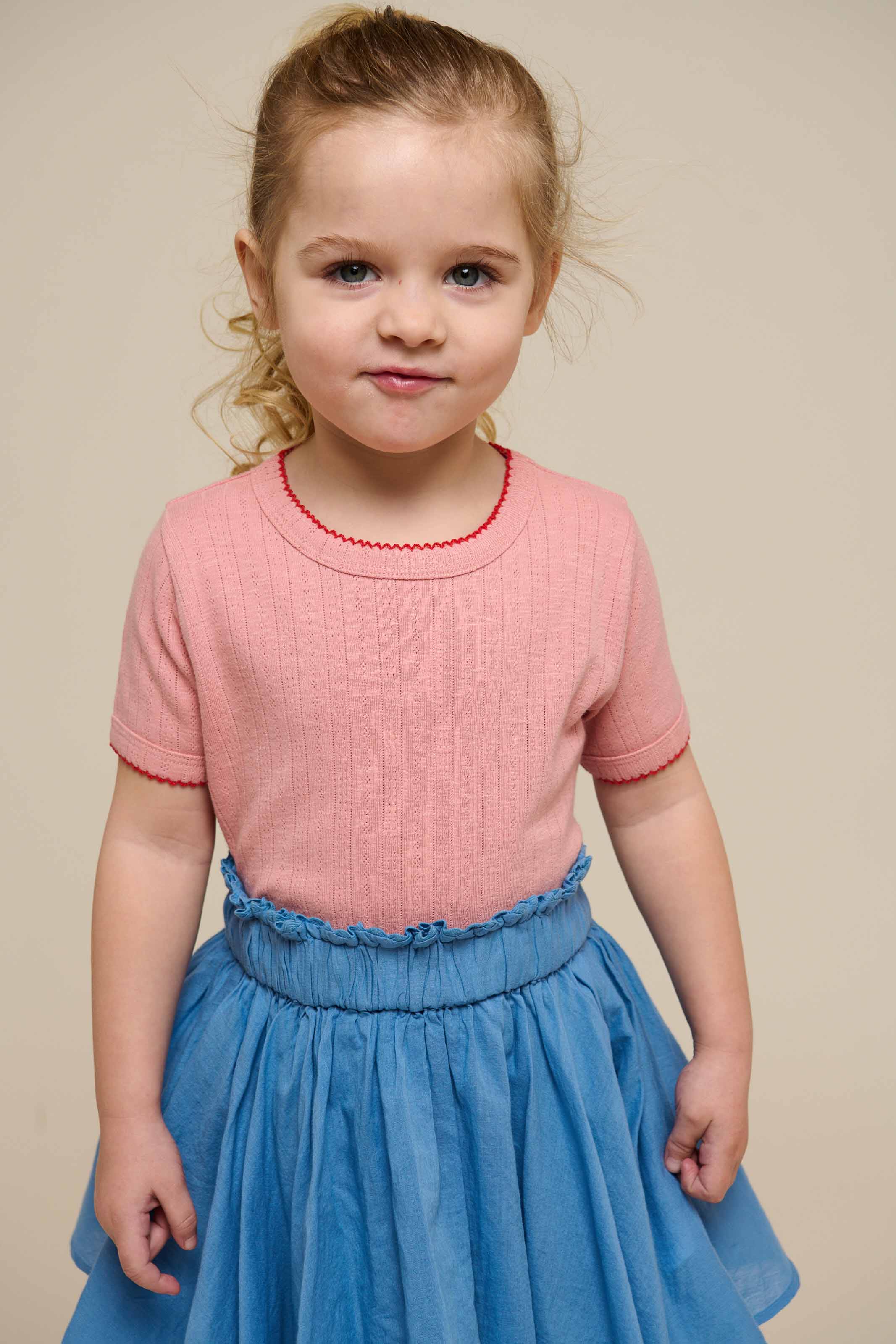 Pointelle T-Shirt mit Kontrast-Picot - Kids - Rose Tan | 101287 Drew - Image 5