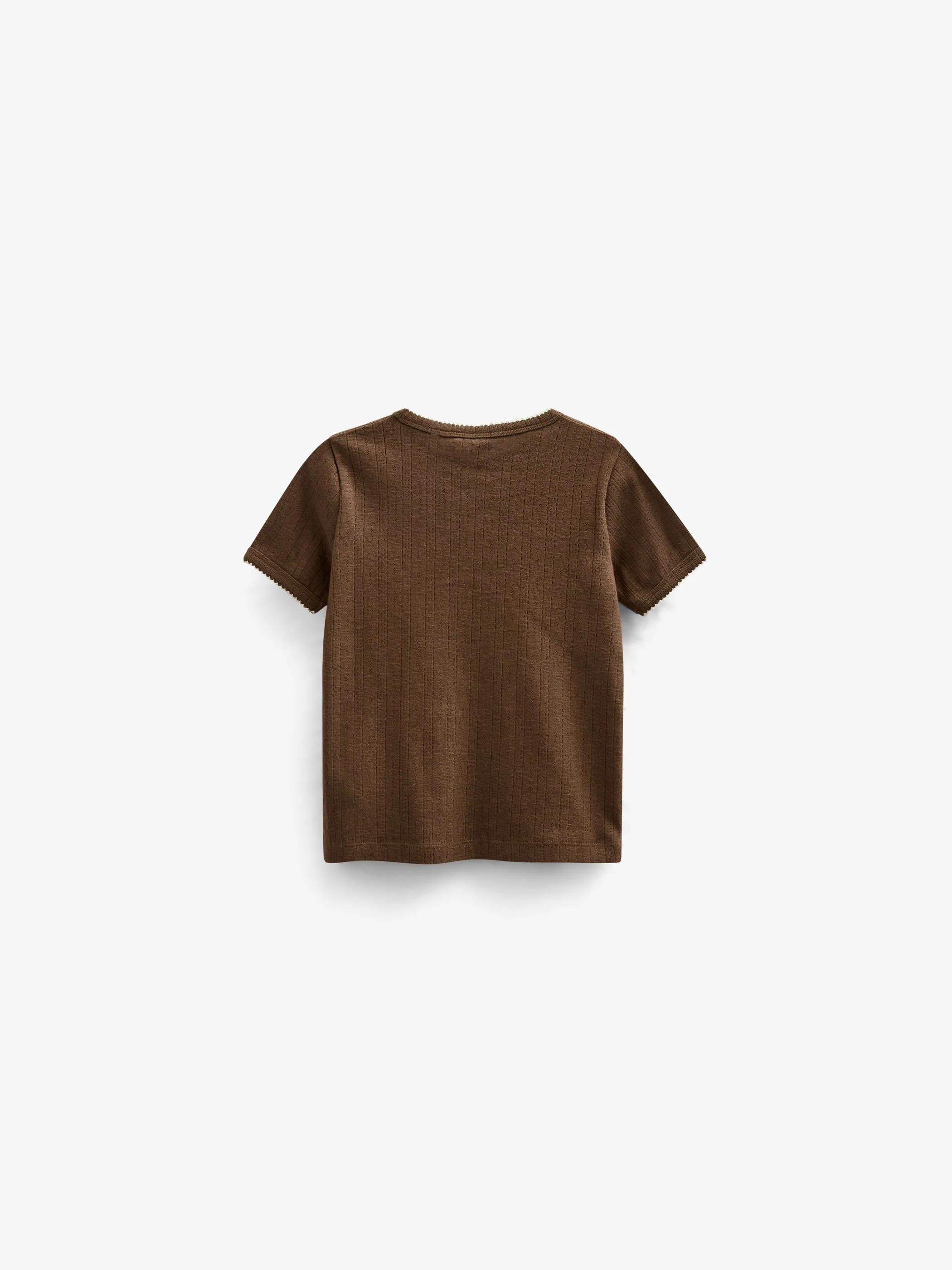 Pointelle T-Shirt mit Kontrast-Picot - Tween - Dark Brown | 101346 Drew - Image 2