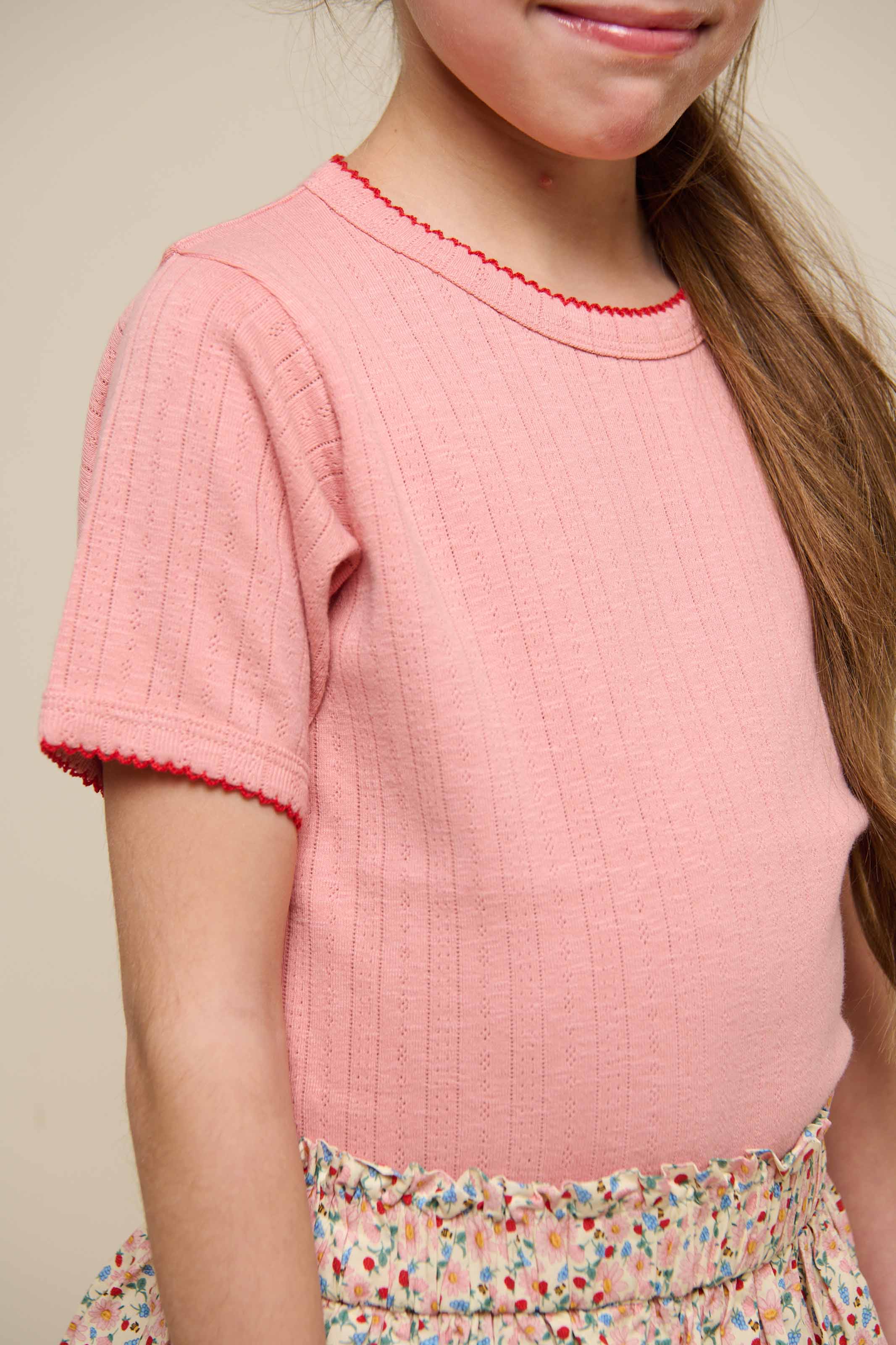 Pointelle T-Shirt mit Kontrast-Picot - Tween - Rose Tan | 101288 Drew - Image 5
